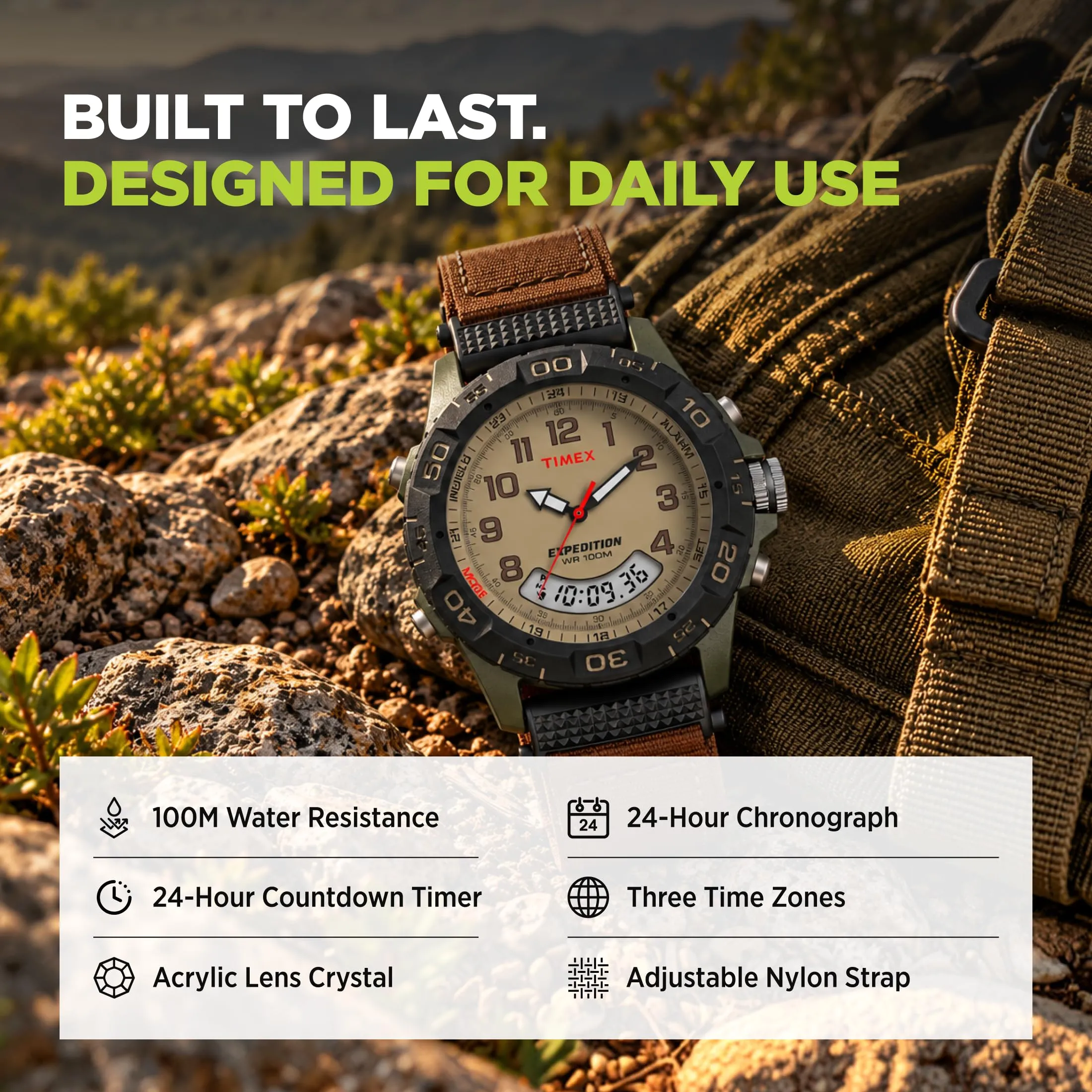 Timex Expedition T45181 - Orologio da uomo al quarzo con cinturino in nylon, 39 mm - immagine 5