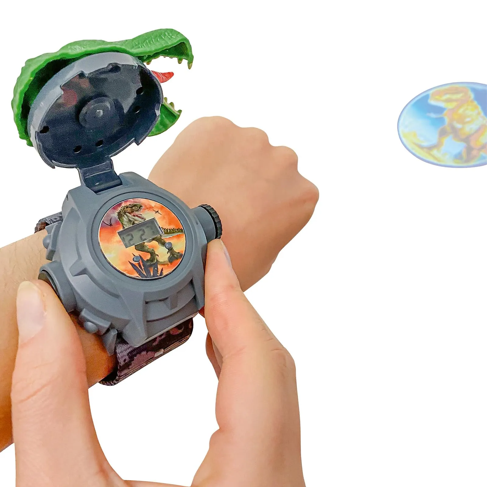 Depesche 12637 Dino World - Orologio da polso con proiettore per bambini, in grigio con motivo e motivo T-Rex, orologio digitale con datario, batteria inclusa - immagine 3