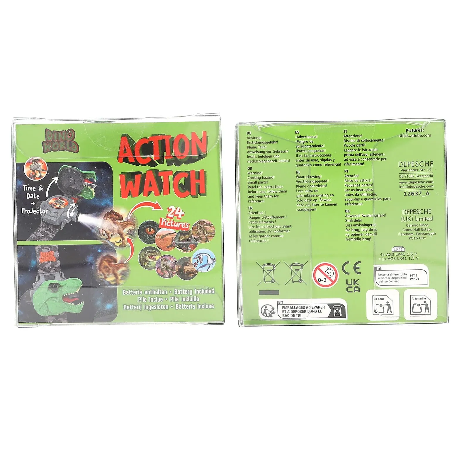 Depesche 12637 Dino World - Orologio da polso con proiettore per bambini, in grigio con motivo e motivo T-Rex, orologio digitale con datario, batteria inclusa - immagine 4