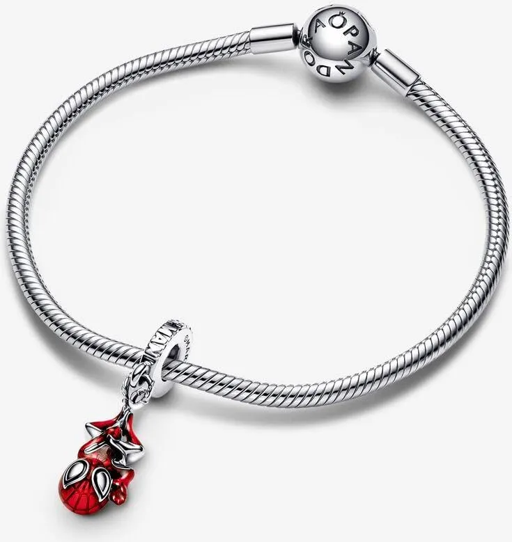 PANDORA Ciondolo di Spider-Man della Marvel in argento 9 con smalto nero e rosso trasparente - immagine 3