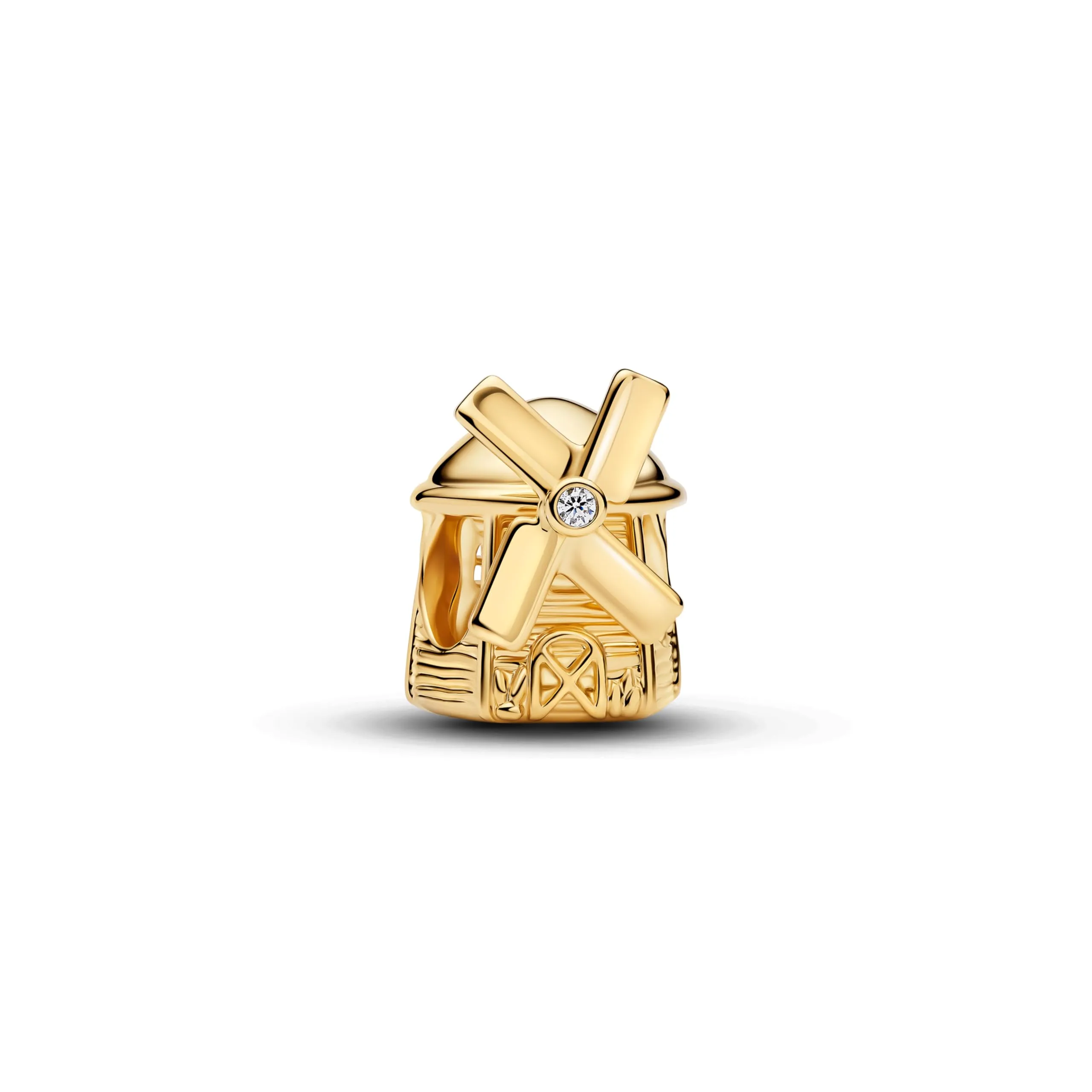 PANDORA Moments 764631C01 - Ciondolo a forma di mulino a vento con lega di metallo placcata oro 14 carati e cristallo artificiale, compatibile con Moments - immagine 1