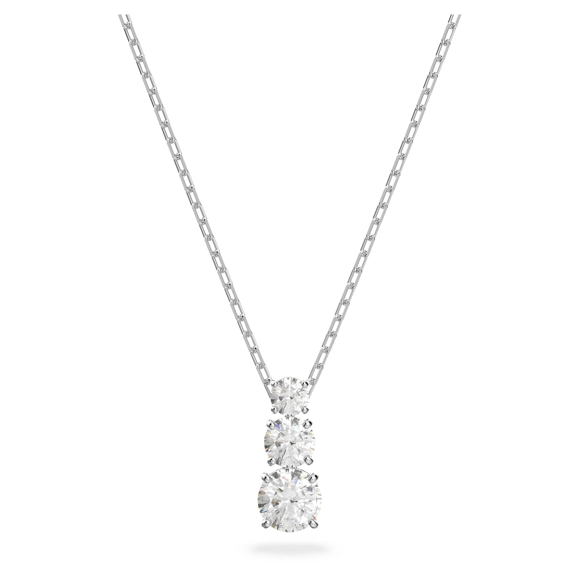 Swarovski Pendente Attract Trilogy, Taglio Round, Bianco, Placcato rodio - immagine 1