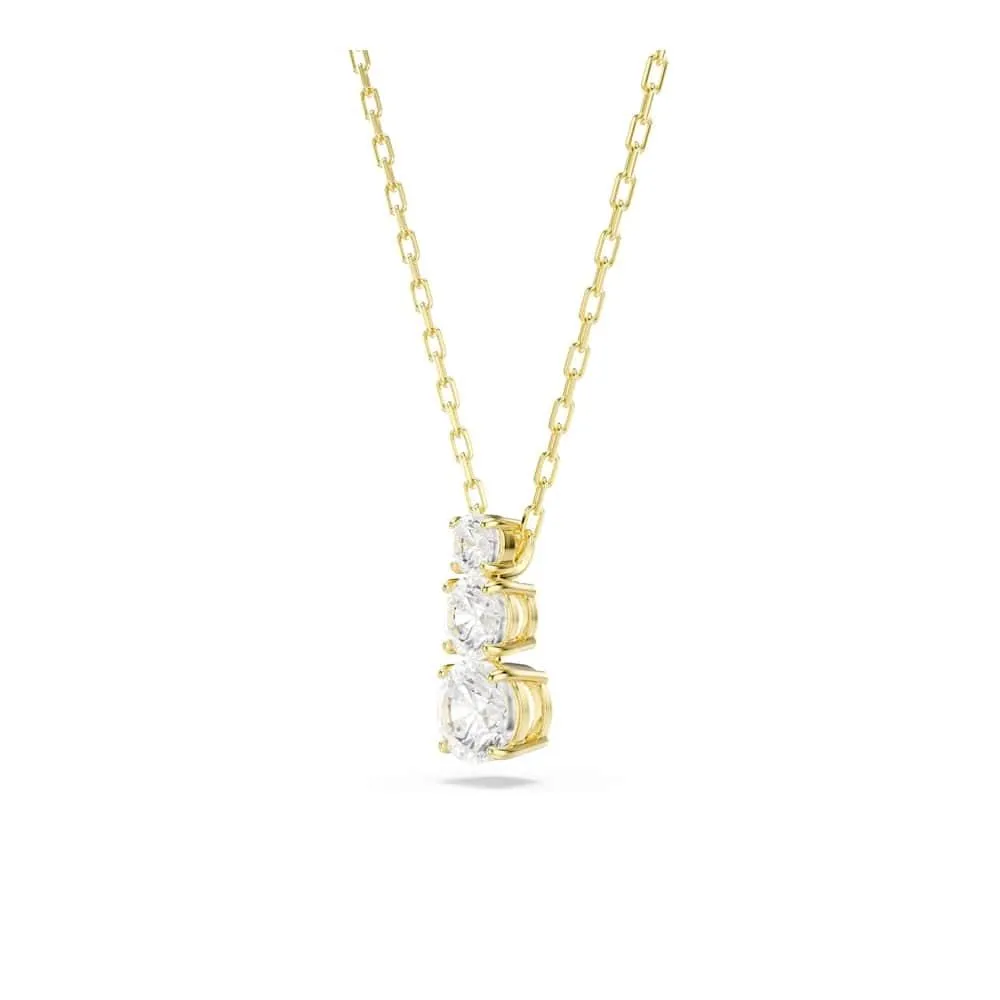 Swarovski Stilla Attract Collana Pendente, con Zirconia Trasparente, Pietre Scintillanti a Taglio Round, Chiusura a Moschettone, Placcatura in Tonalità Oro, 38-45 cm, 1,5 x 0,5 cm - immagine 3