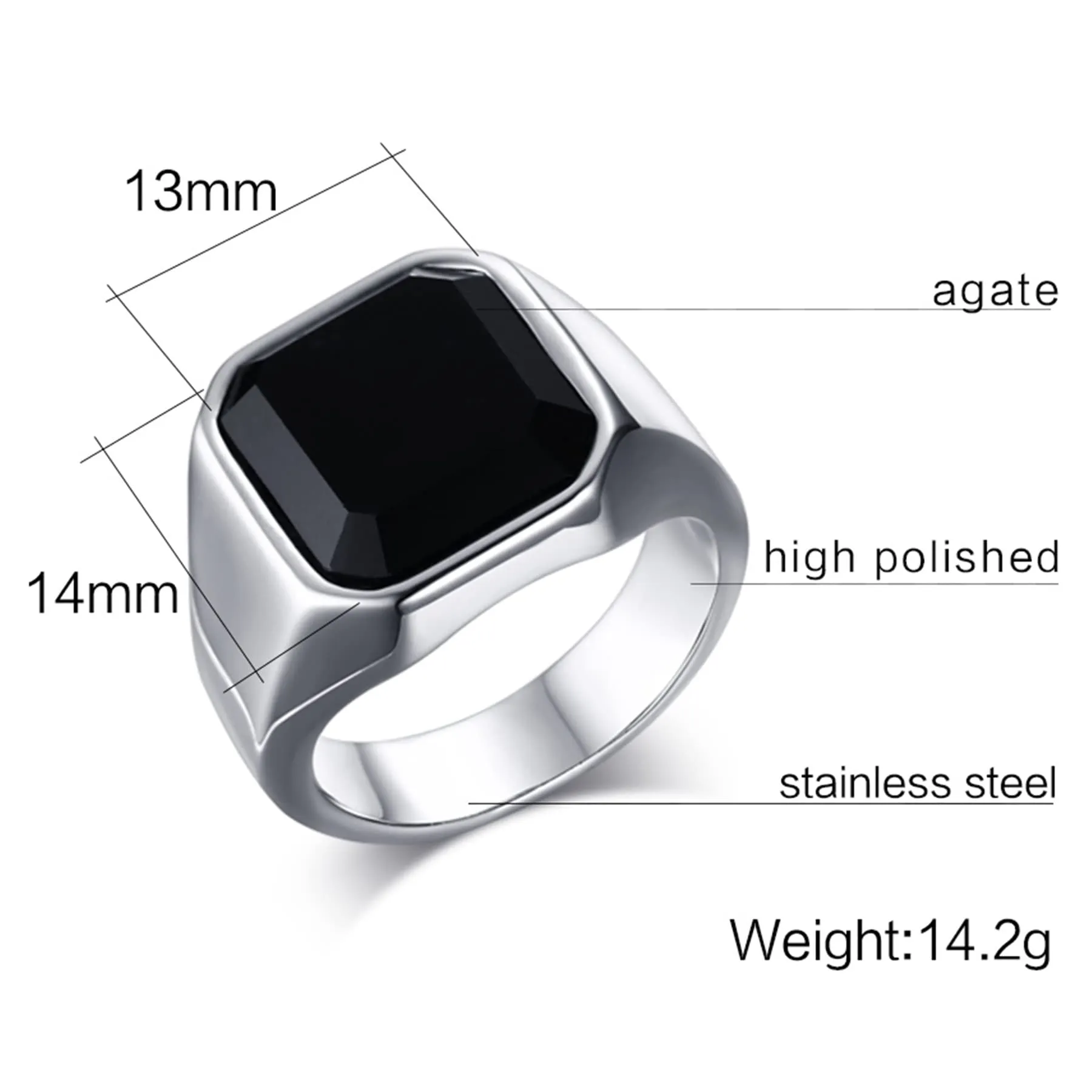 JewelryWe Anello Grande da Uomo/Donna, con Pietra, in Acciaio Inossidabile, Colore Oro/Argento/Nero - immagine 2