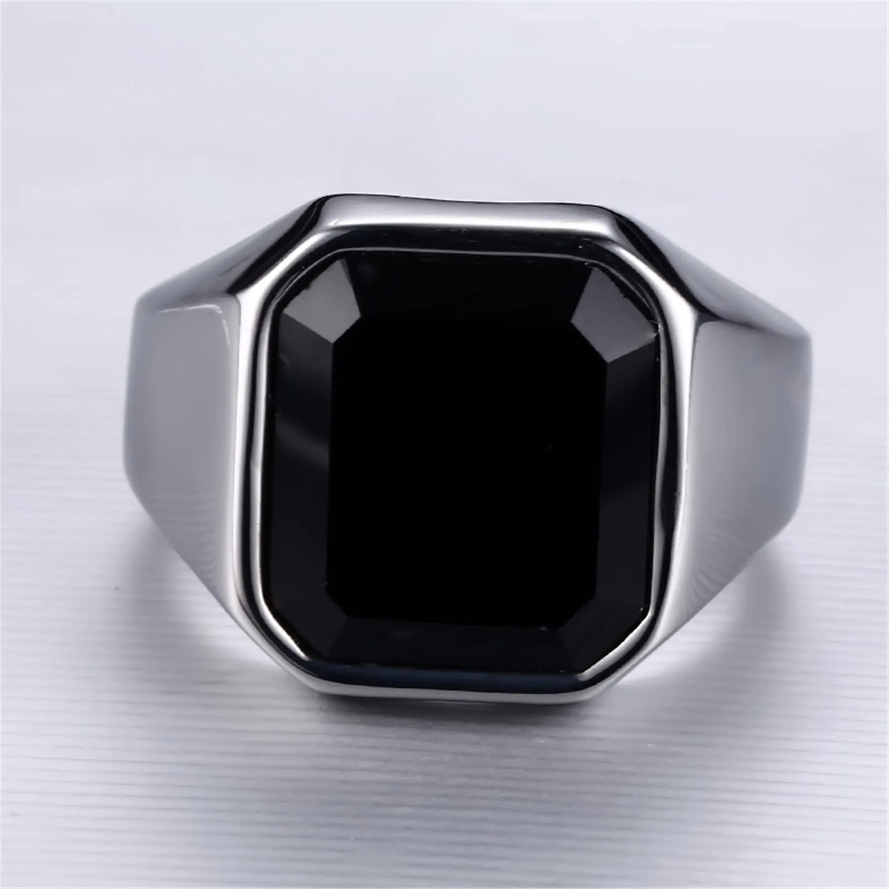 JewelryWe Anello Grande da Uomo/Donna, con Pietra, in Acciaio Inossidabile, Colore Oro/Argento/Nero - immagine 4