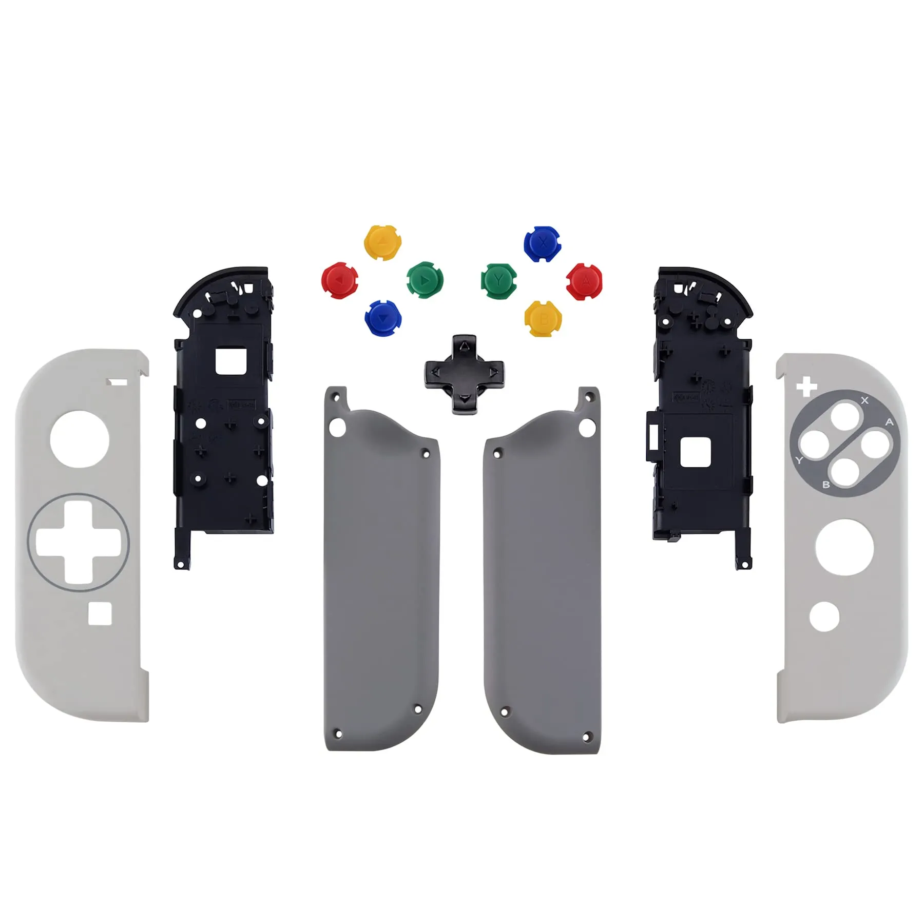eXtremeRate Cover Tasti Scocca Pulsanti Custodia Shell Case DIY Ricambio per Nintendo Switch/Switch OLED Joycon,D-Pad Versione,Non Include Joycon-Stile SFC Snes Classic EU - immagine 2