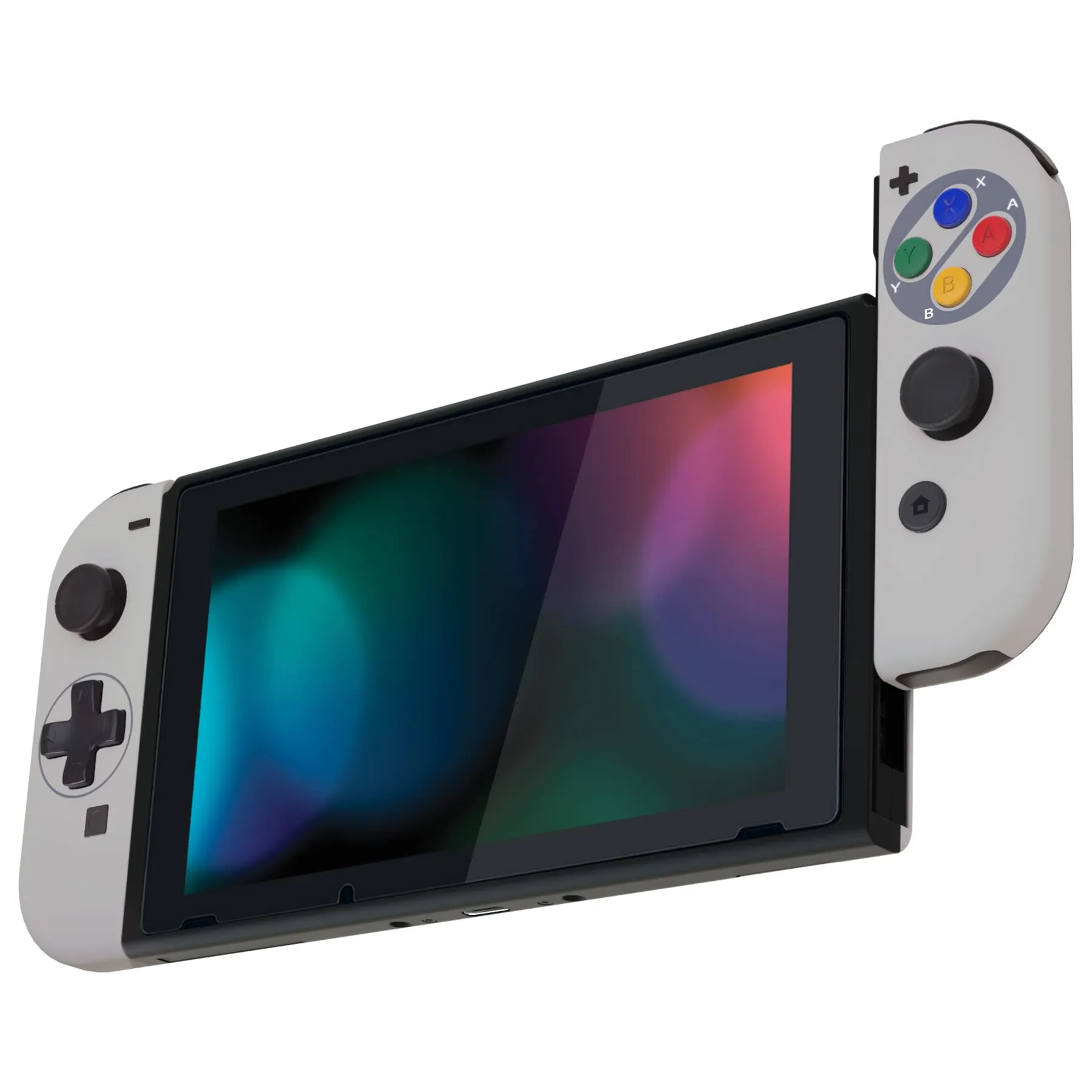 eXtremeRate Cover Tasti Scocca Pulsanti Custodia Shell Case DIY Ricambio per Nintendo Switch/Switch OLED Joycon,D-Pad Versione,Non Include Joycon-Stile SFC Snes Classic EU - immagine 4