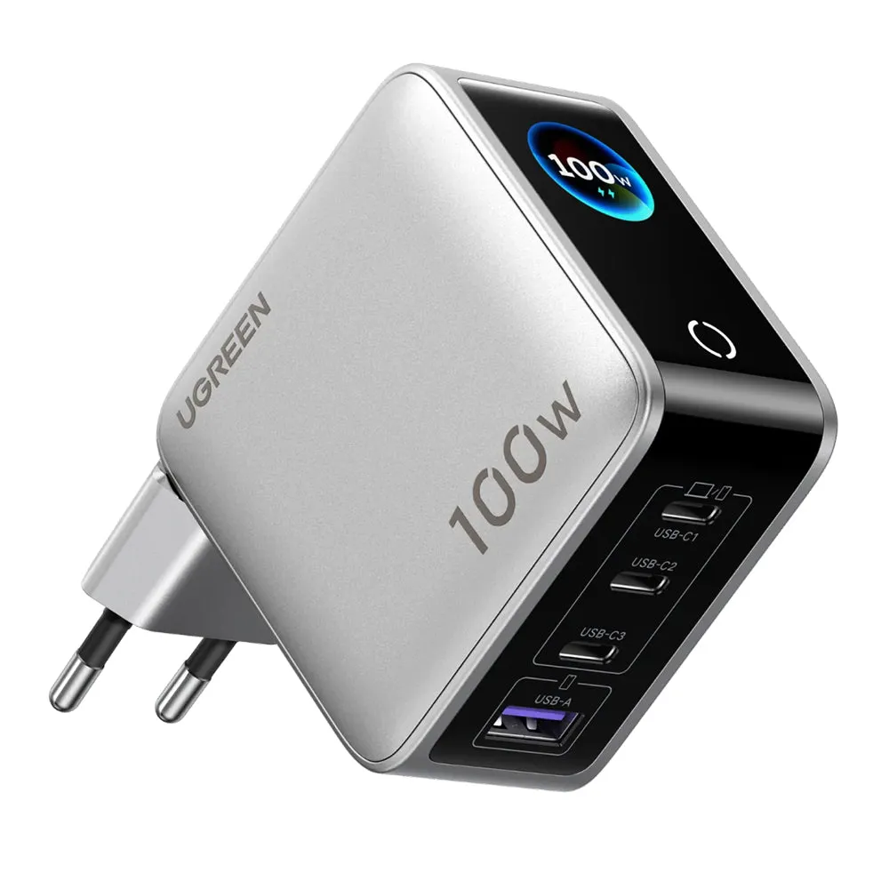 Caricatore da rete UGREEN Nexode Pro X772 (95942B) con display, 100 W, 5 A, 1 x USB-A - 3 x USB-C, grigio - immagine 1