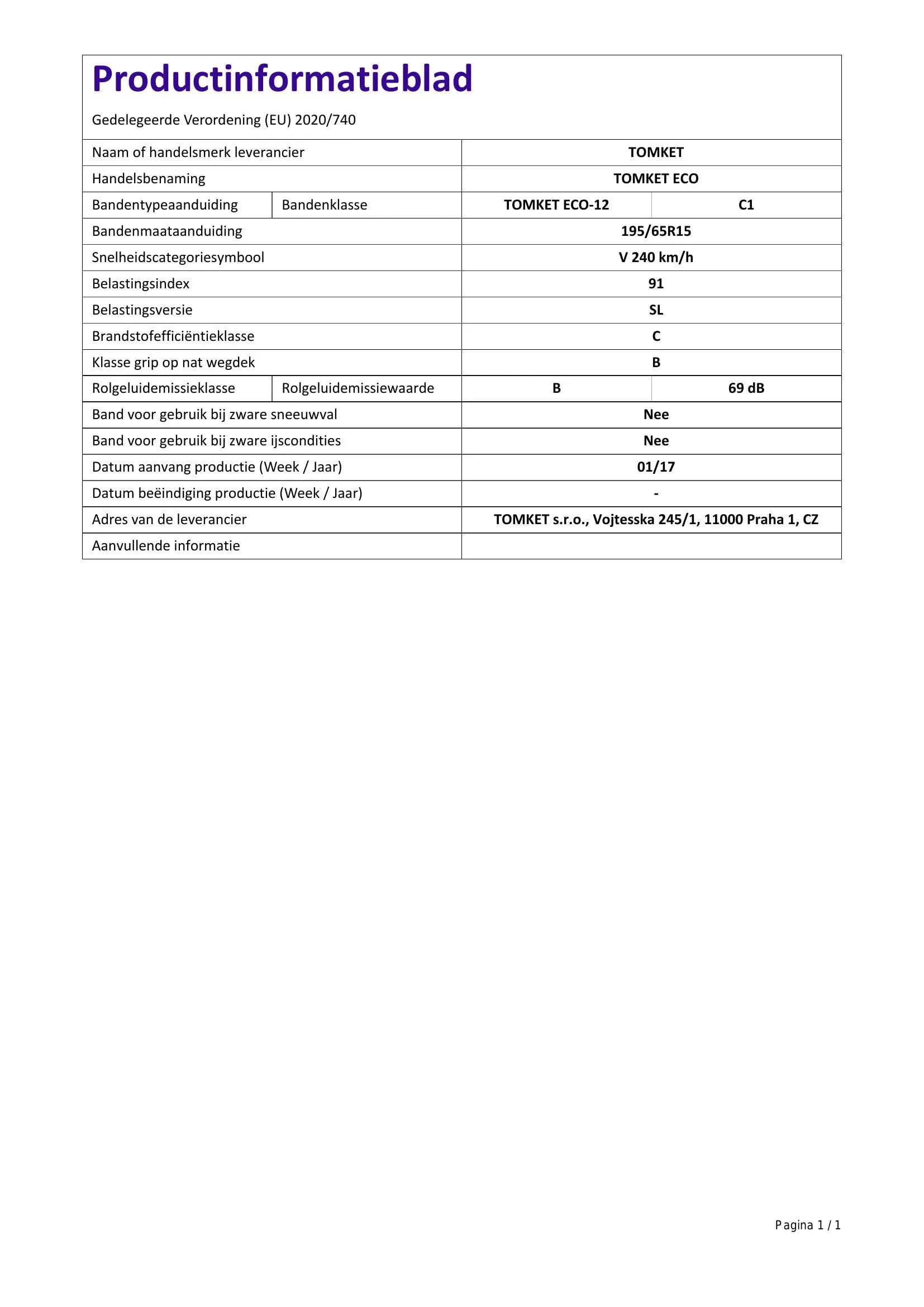 Tomket Eco - 195/65R15 91V - Pneumatico Estivo - immagine 2