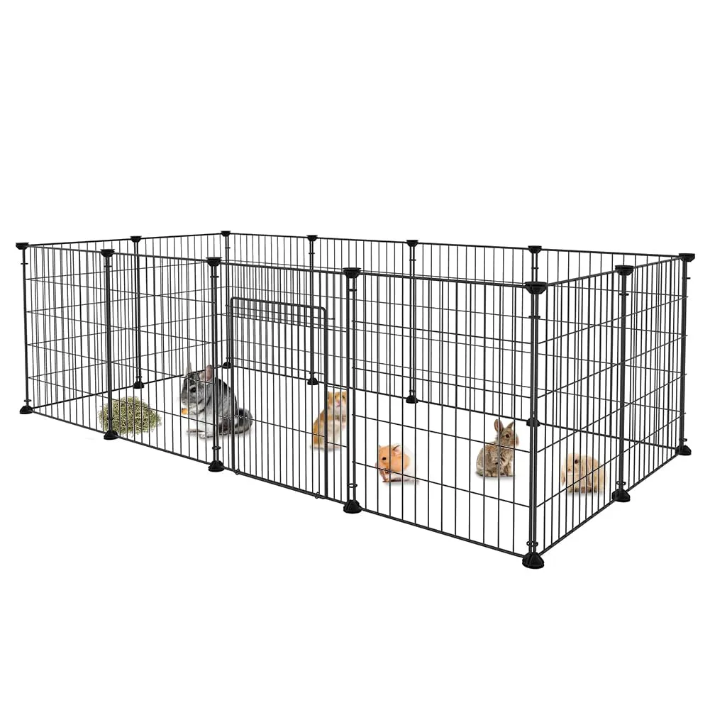 BAKAJI Recinto con Porta per Animali di Piccola Taglia Personalizzabile in Metallo, Recinzione Componibile Porcellini d'India, Criceti, Conigli, Cincillà, Interni ed Esterni (110 x 75 x 49) - immagine 9