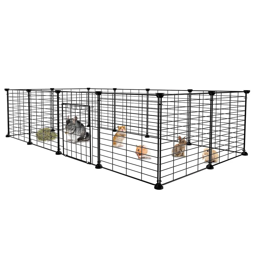 BAKAJI Recinto con Porta per Animali di Piccola Taglia Personalizzabile in Metallo, Recinzione Componibile Porcellini d'India, Criceti, Conigli, Cincillà, Interni ed Esterni (110 x 75 x 39 cm) - immagine 6