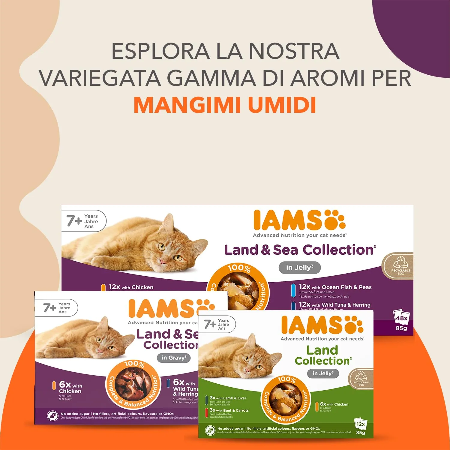 IAMS Senior Land & Sea - Cibo umido per gatti in gelatina, 48 x 85 g - immagine 6