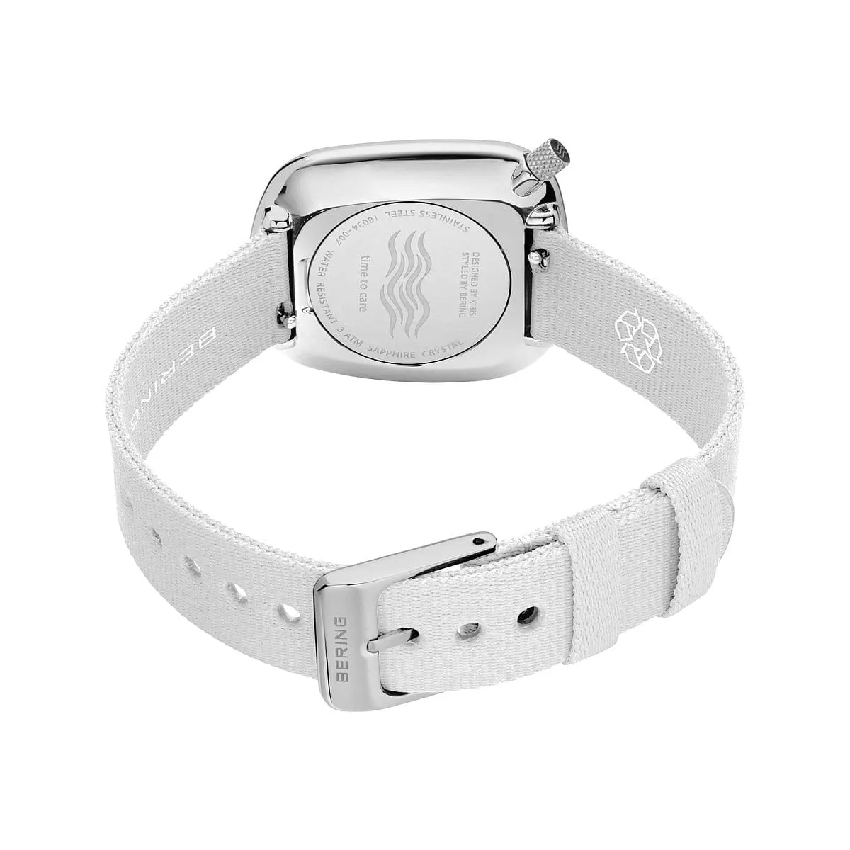 BERING 18034-007 Orologio da polso da donna al quarzo, cassa in acciaio inossidabile color argento da 30 mm e quadrante bianco, cinturino Nato, vetro zaffiro, 3 ATM - immagine 5
