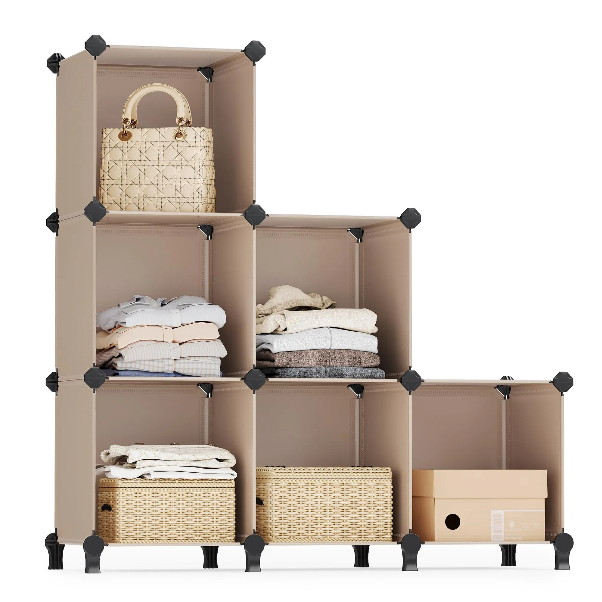 SONGMICS Scaffale a 6 Cubi, Organizzatore Modulare, Scarpiera con Piedini
