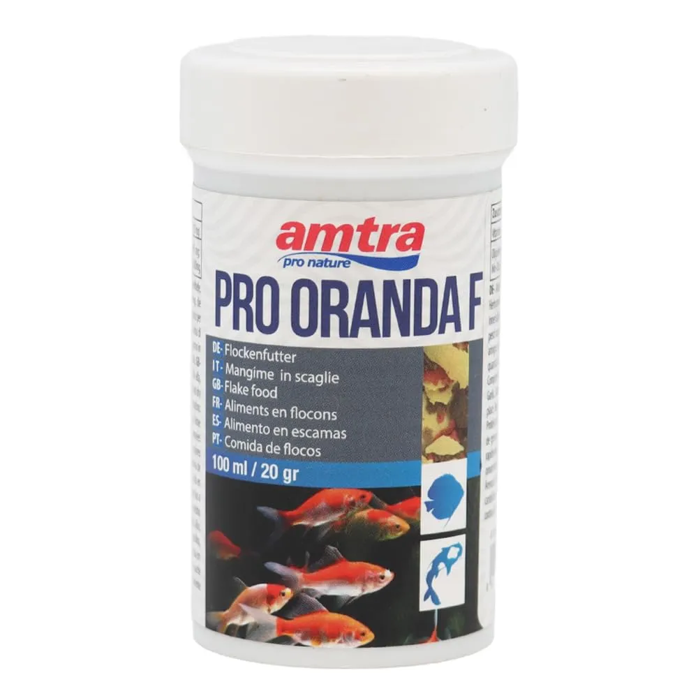 Amtra Pro Oranda Flake 100 ml - Mangime completo in scaglie per pesci rossi, Orifiamma e affini, per acqua dolce e salata