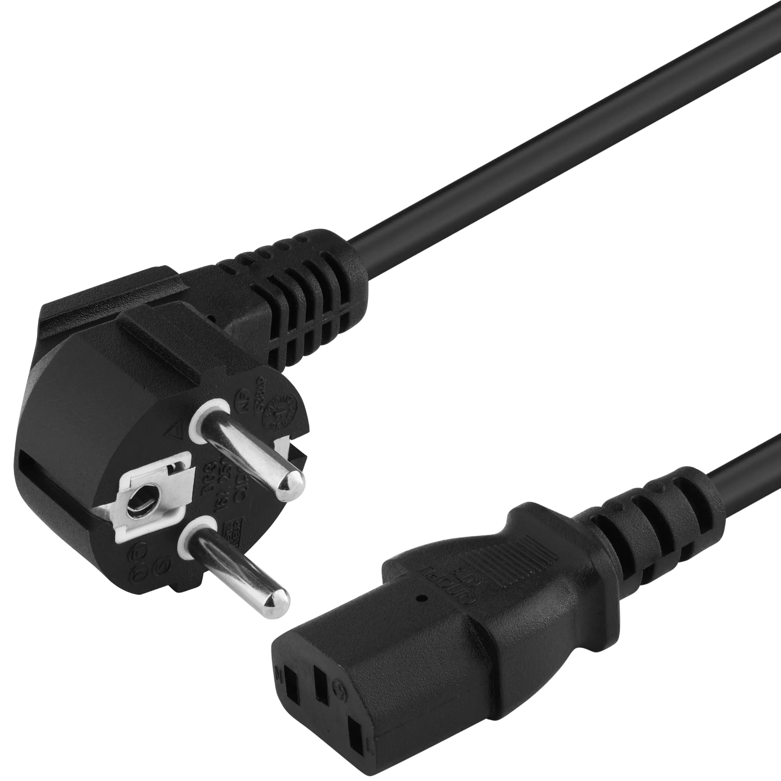 PremiumCord Cavo Di Alimentazione 230 V 5 m Con Contatto Di Messa a Terra Angolato Su Presa C13, IEC 320, Cavo Di Alimentazione PC a 3 Pin, Colore Nero