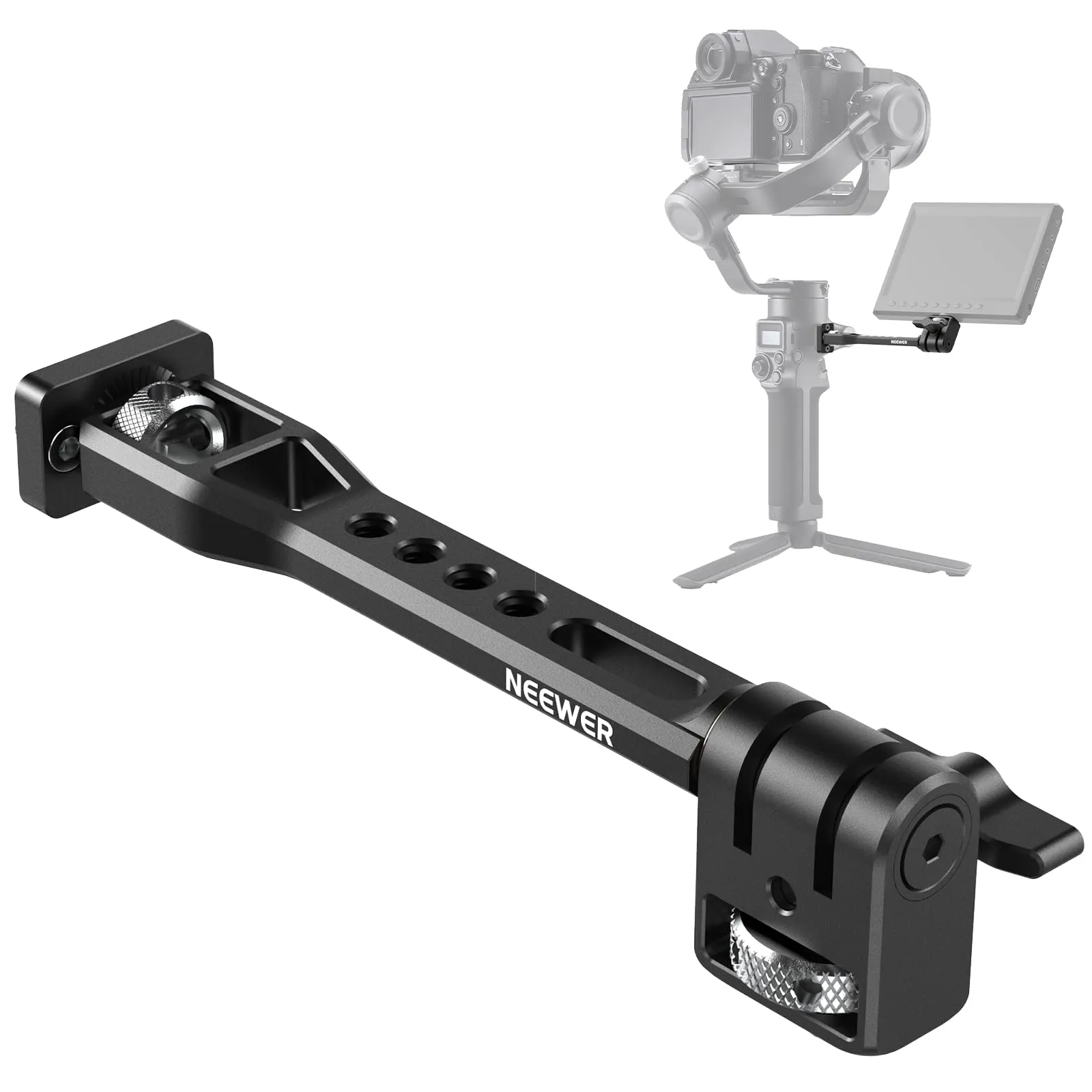 NEEWER Supporto per Monitor da Campo Regolabile, Supporto Girevole a 360° con Filettatura 1/4", Compatibile con DJI RS4 Pro RS3 RS2 RSC2 ZHIYUN Crane 2S Crane 3 3S WEEBILL-S MOZA Gimbals, GA005