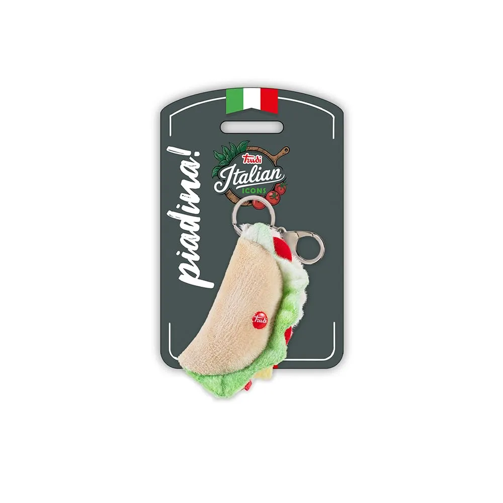 Trudi Peluche portachiavi, idea regalo, gadget turistico food Made in Italy | taglia XXS | Italian icons (Piadina, 5x15x1,5 cm)