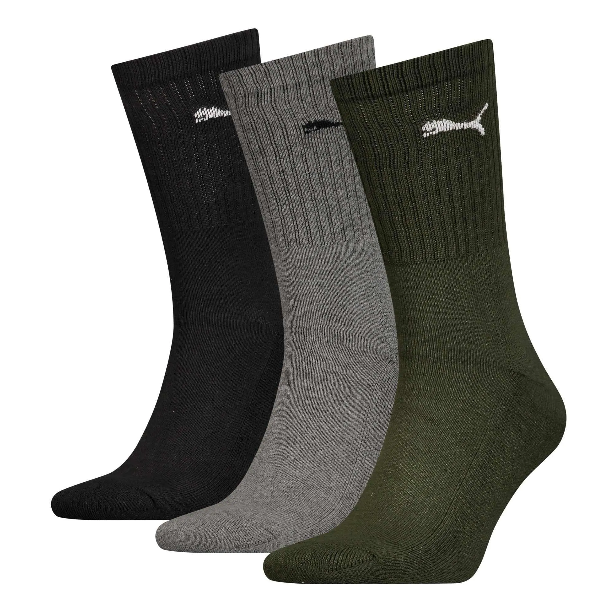 PUMA Crew, Calzini Unisex - Adulto, Verde, 35-38 (Pacco da 3)