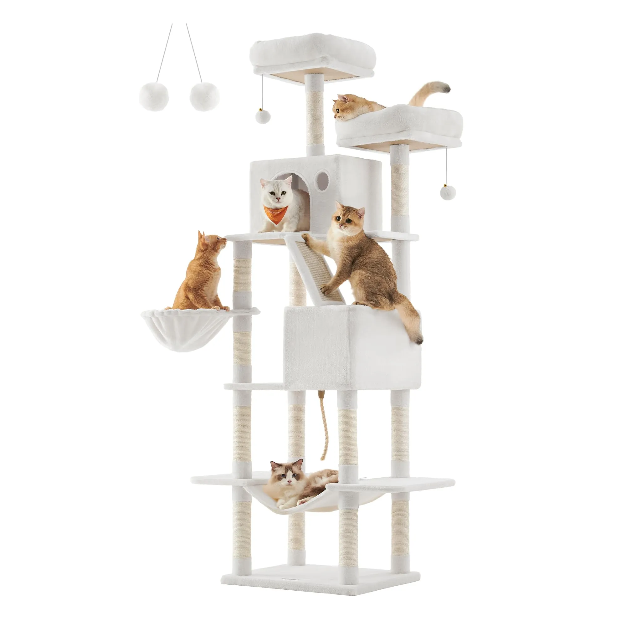 Feandrea Albero per Gatti, Alto 203,5 cm, a Più Livelli, in Peluche