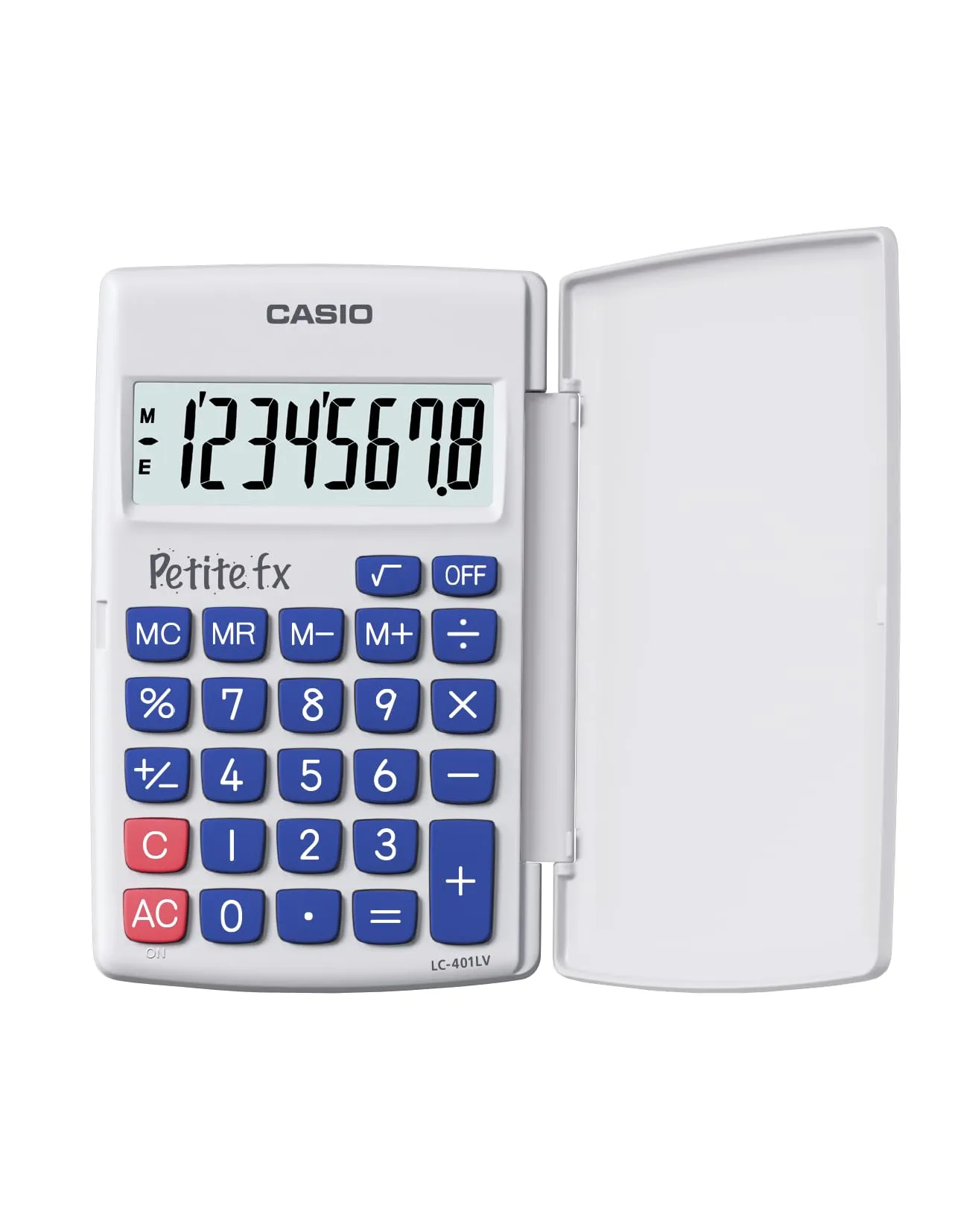 Casio LC-401LV-WE-BOITE Calcolatrice Scuola Primaria, Bianco