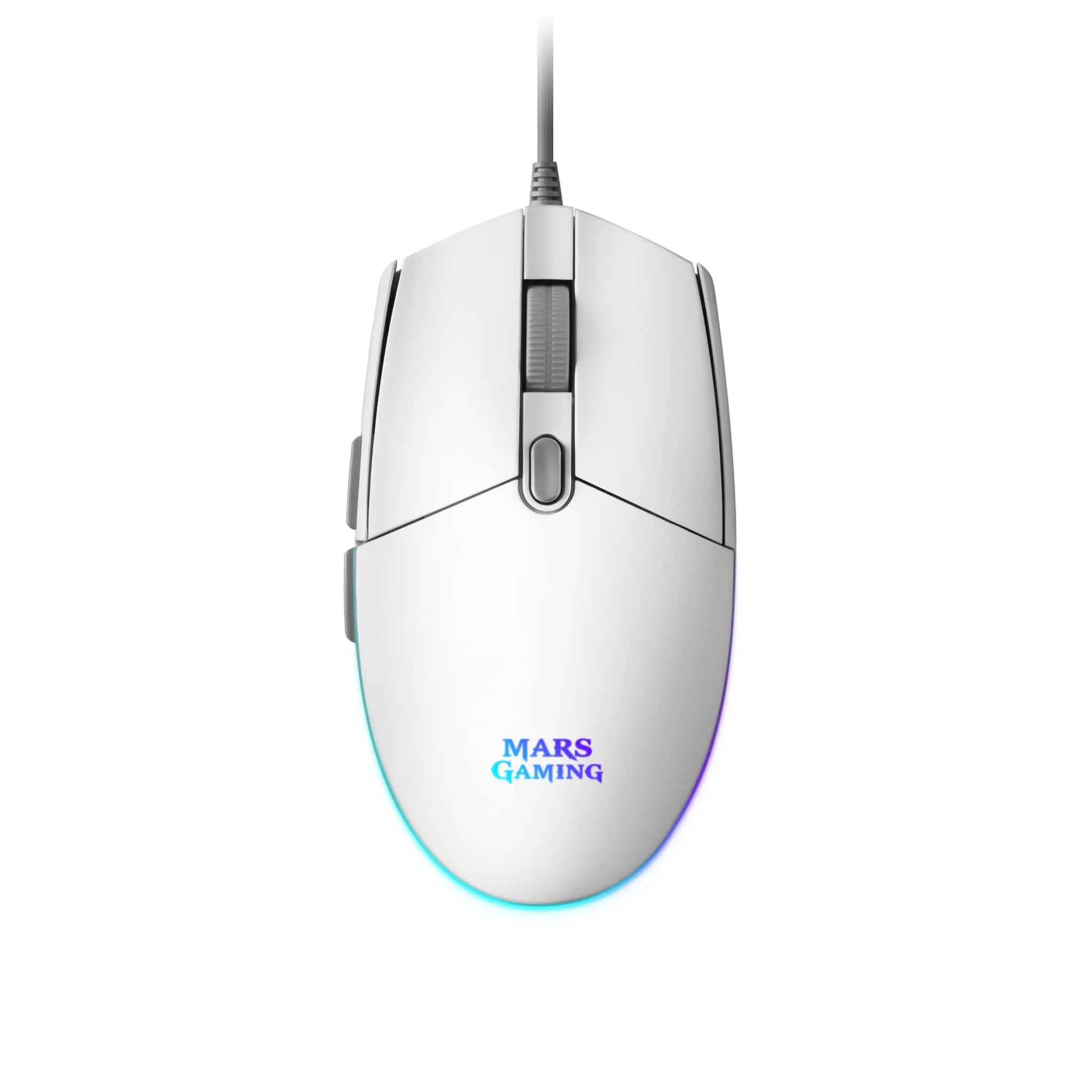 Mars Gaming MMG, Mouse Gaming Compatto 3200 DPI RGB Flow, Switch Meccanici HUANO, Design Leggero Antiscivolo, 6 Pulsanti, Windows/Linux/Mac/PS4/PS5/XBOX ONE/XBOX SERIES X-S, Bianco