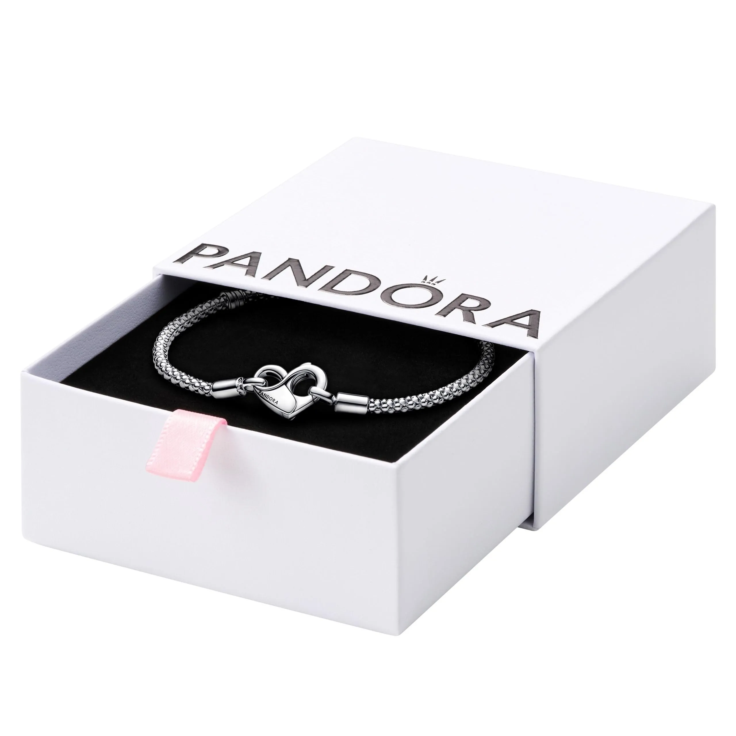 PANDORA Bracciale con chiusura a cuore infinito in argento sterling color argento, compatibile con i bracciali Moments, lunghezza: 20 cm, 592453C00-20