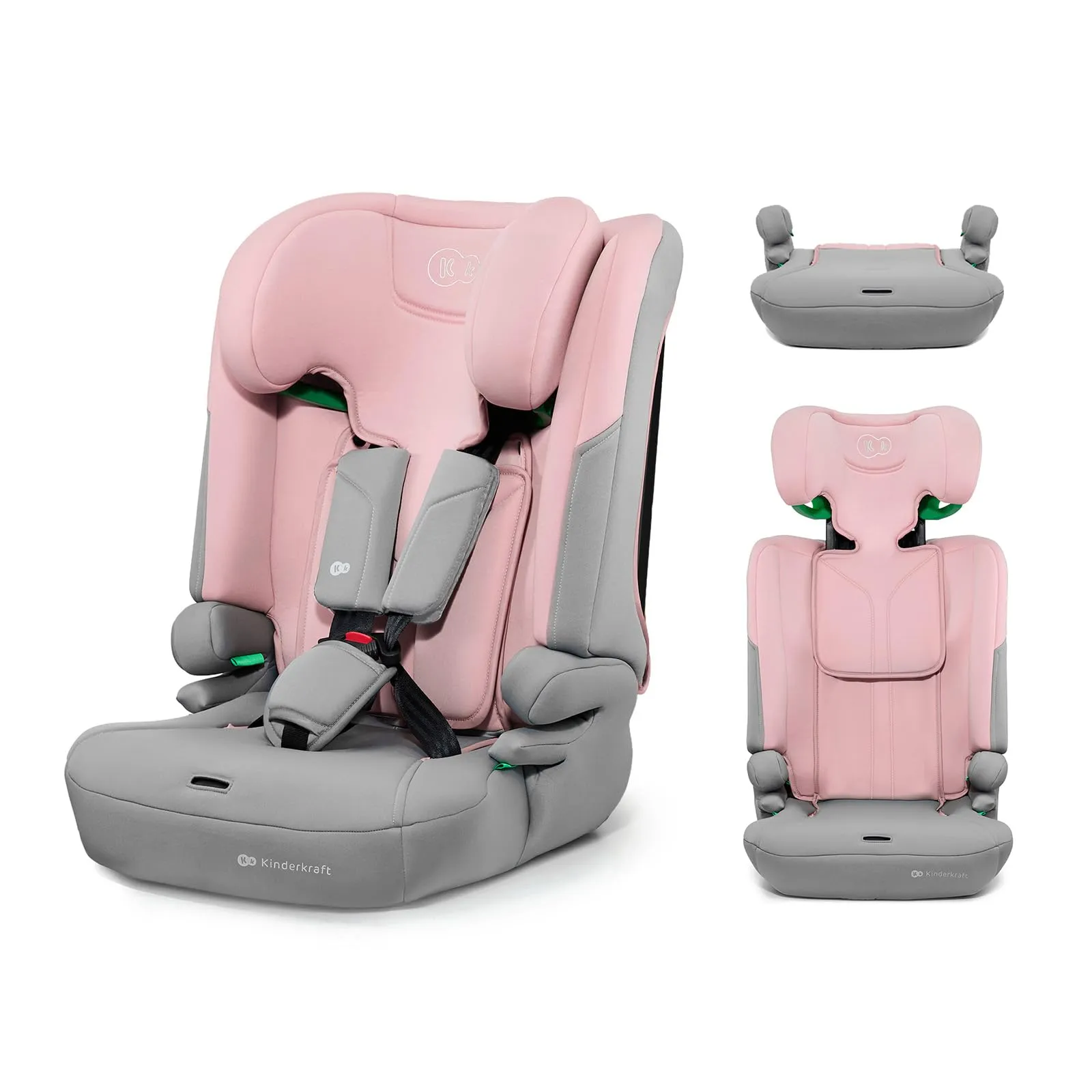 Kinderkraft I-COMFY, Seggiolino auto, 76-150 cm, EASY GROW, Rosa