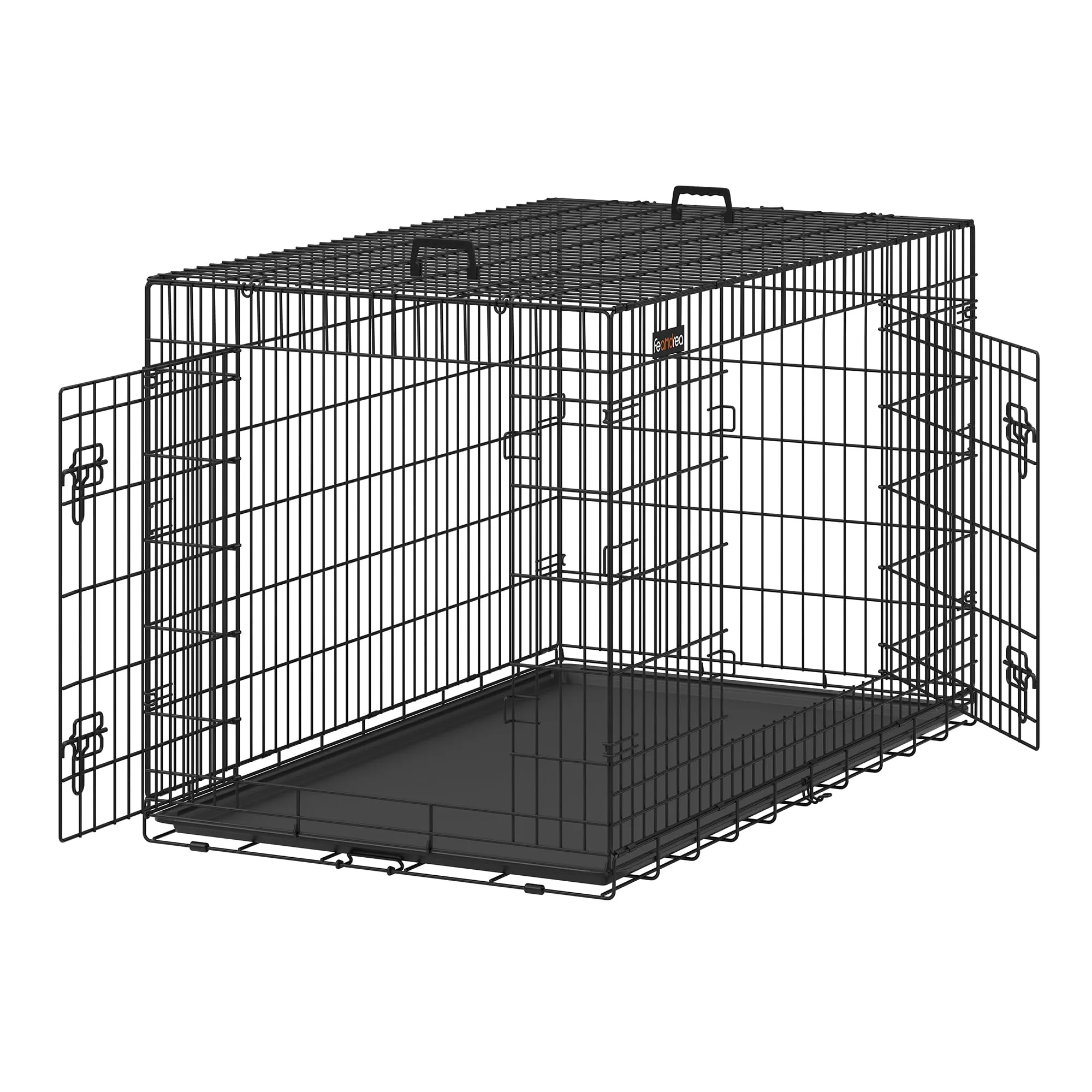 Feandrea Gabbia per Cani Pieghevole, con 2 Porte, 136 x 79 x 87 cm