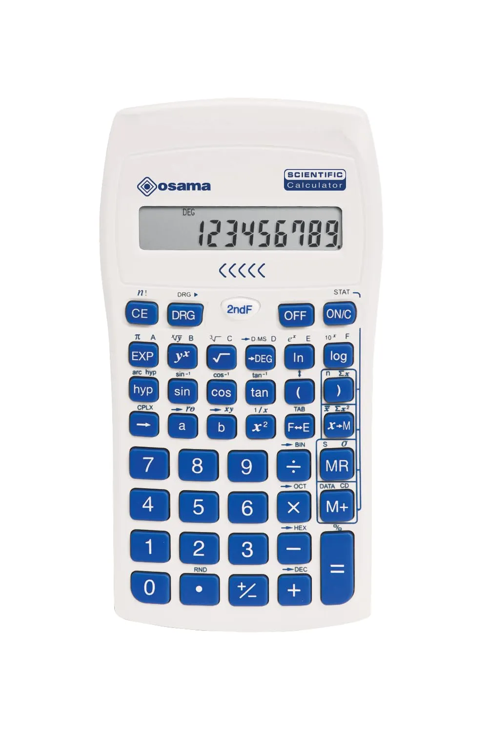 OSAMA - Calcolatrice Scientifica 56 Funzioni, 10 Cifre Mantissa e 2 Esponente, Cose per la Scuola con Custodia Scorrevole Valida per Esami di Stato - Materiale Scolastico per Back to School, Blu