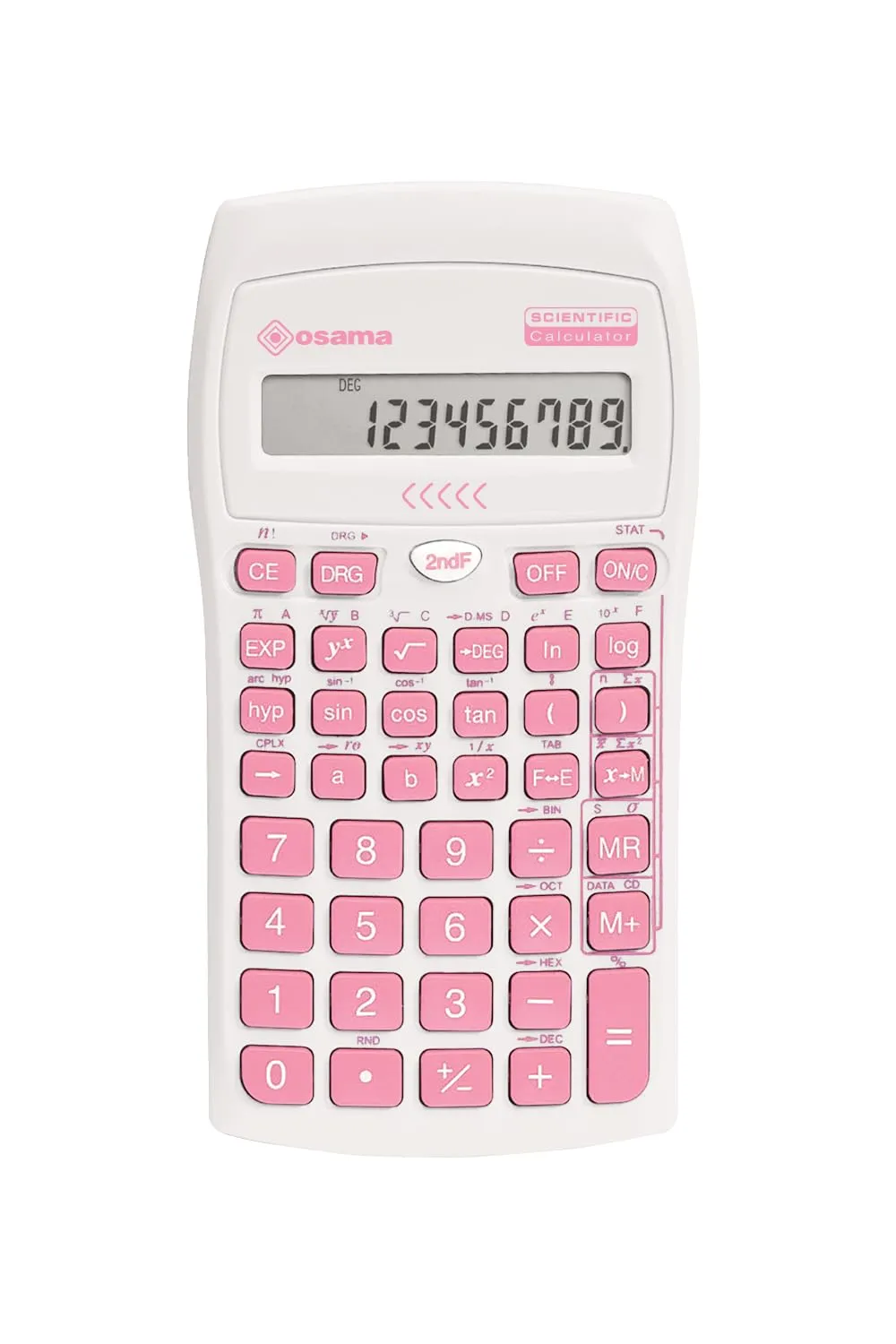 OSAMA - Calcolatrice Scientifica 56 Funzioni, 10 Cifre Mantissa e 2 Esponente, Cose per la Scuola con Custodia Scorrevole Valida per Esami di Stato - Materiale Scolastico per Back to School, Rosa