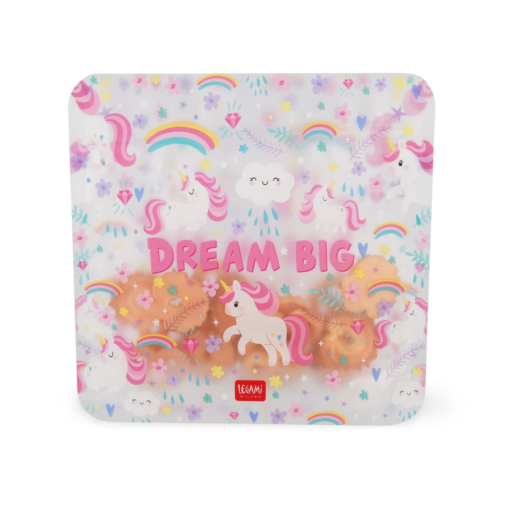 Legami - Set di 3 Buste per Alimenti, 3 Diverse Misure S, M, L, Sacchetti Richiudibili, Riutilizzabili, Lavabili in Lavastoviglie, Snack Bags Pratici, Unicorn