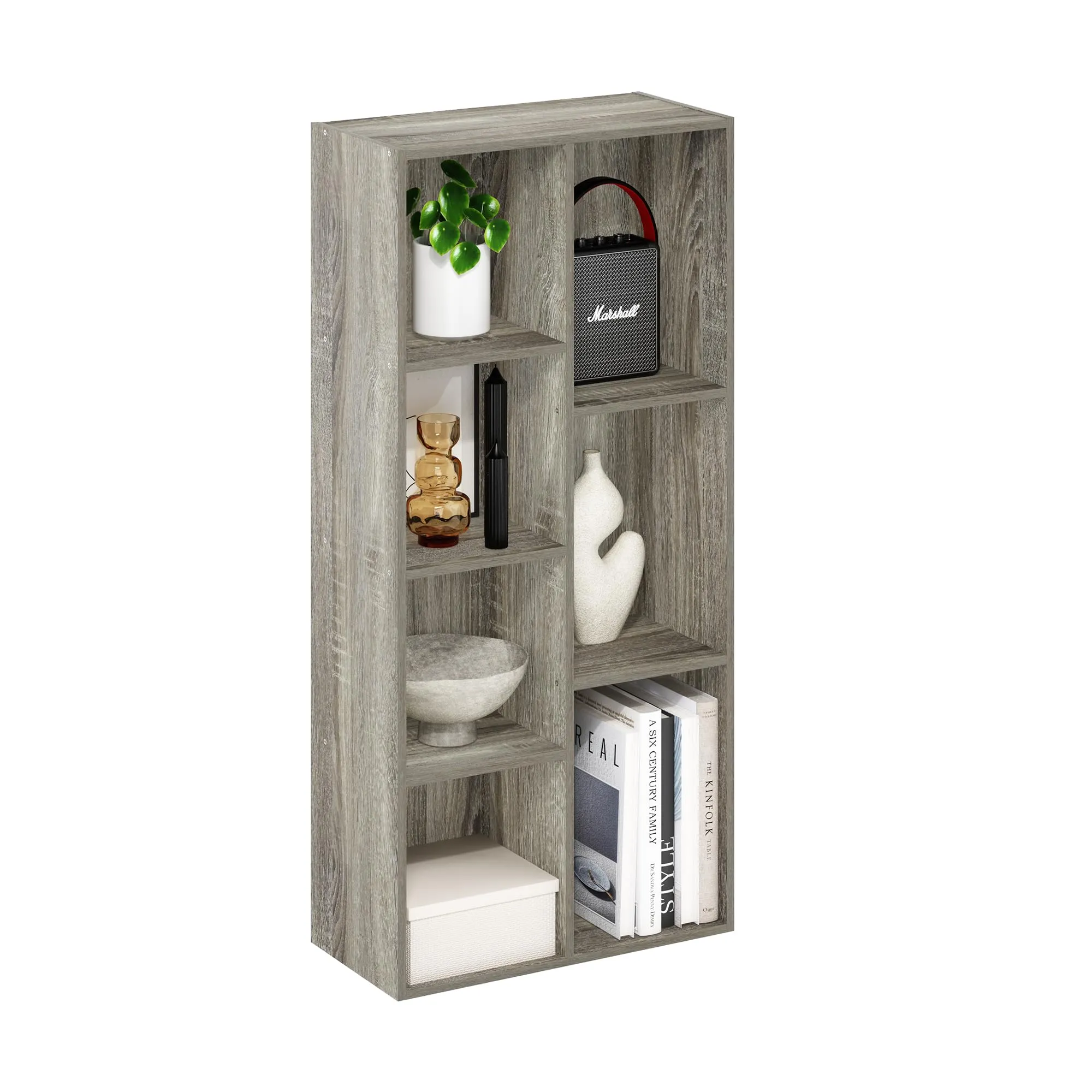 Furinno Luder Scaffale aperto reversibile a 7 cubi, Rovere Francese