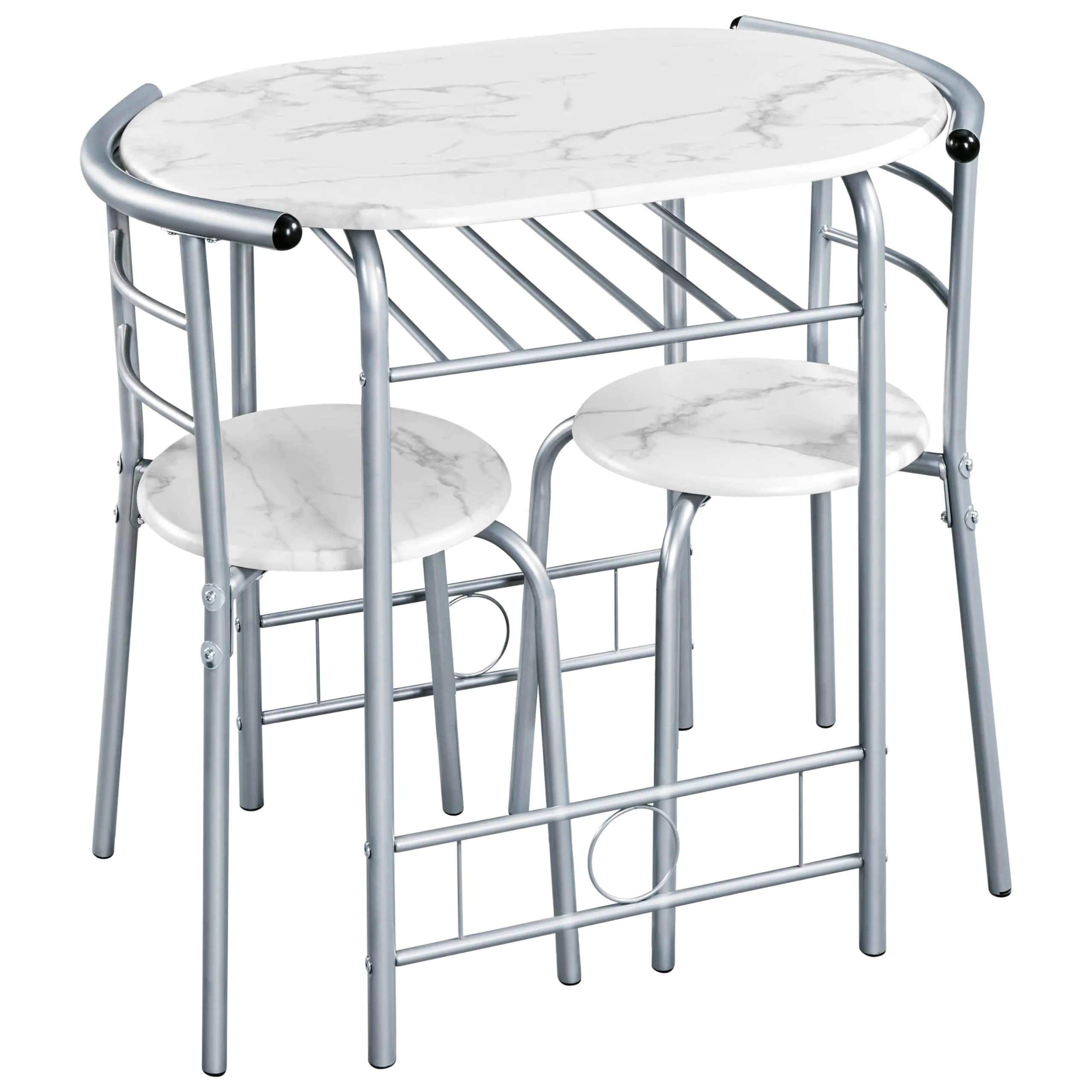 Yaheetech Set Mobili da Bar Tavolo e 2 Sedie Sala da Pranzo Cucina Bianco