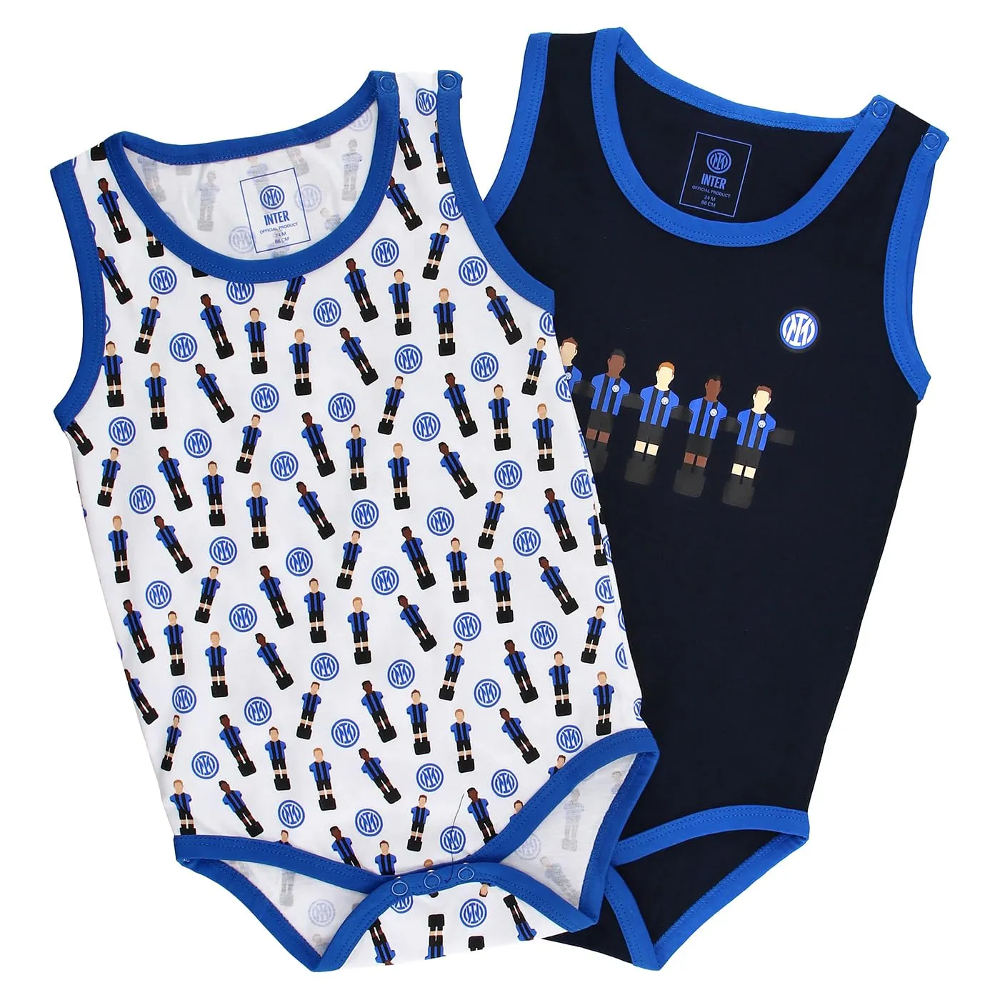 FC Internazionale Milano S.p.A. Set di 2 body smanicati, neonato 0-24 mesi, Unisex, 100% cotone, Bianco, 18 mesi