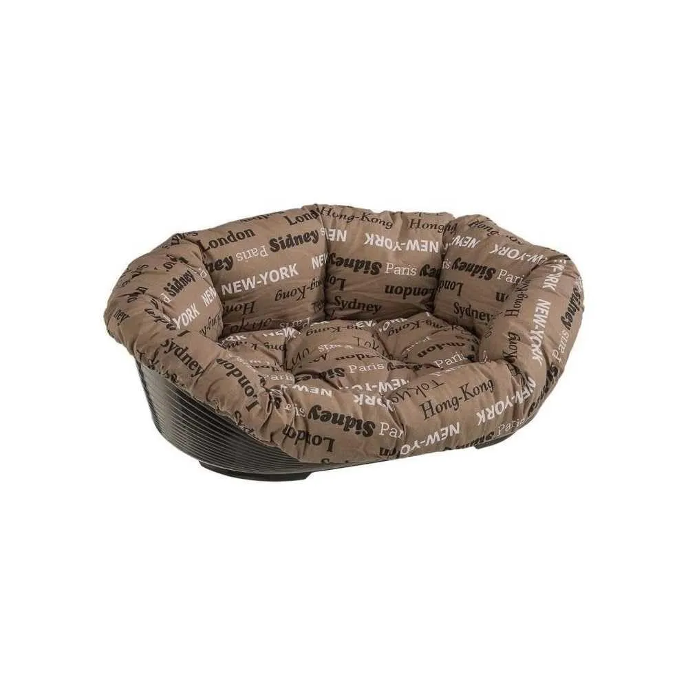 Ferplast Cuccia Gatto Interno, Lettino Divano per Cani, Cesta Gatto in Plastica Antiscivolo con imbottitura Lavabile, 52 x 39 x h 21 cm, Marrone