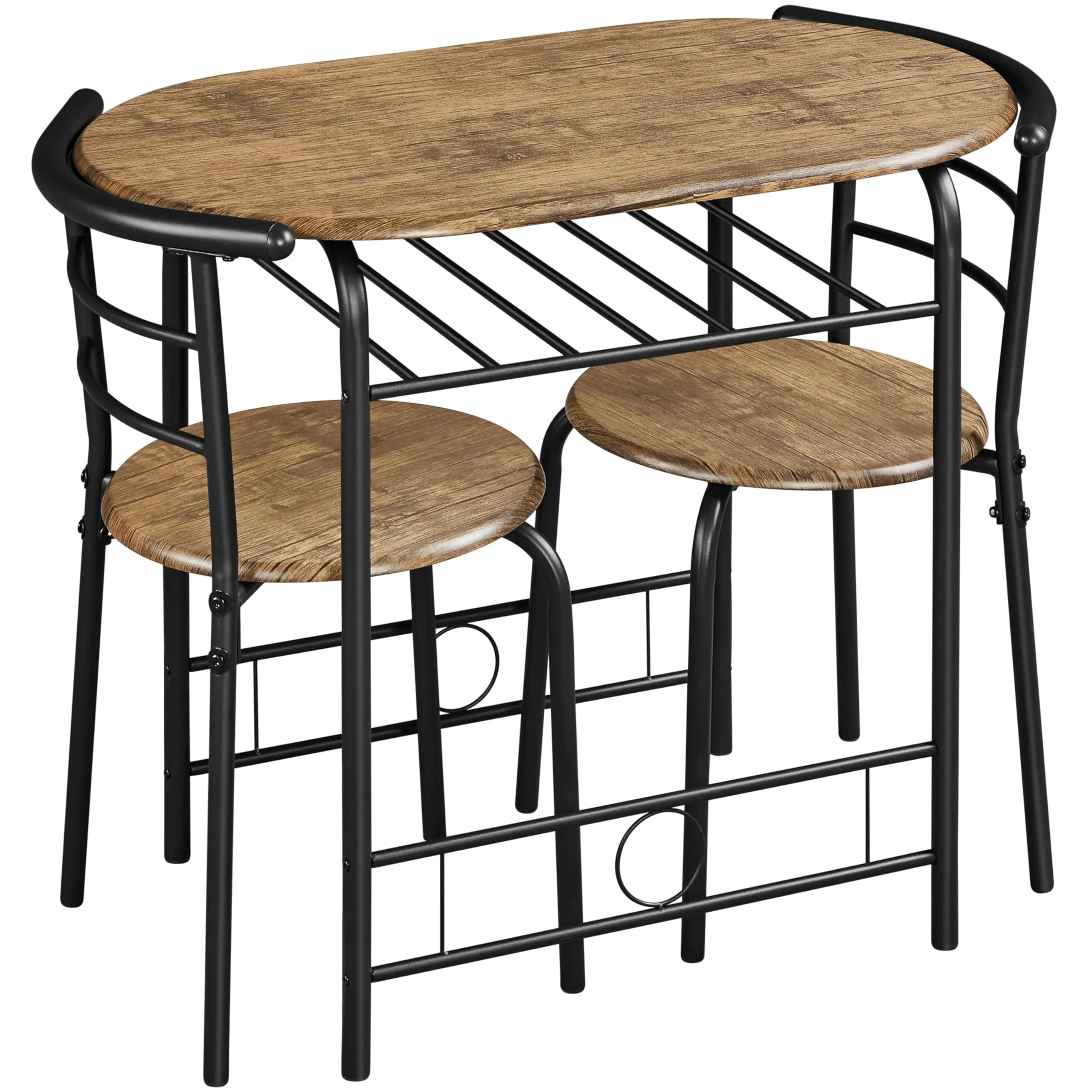 Yaheetech Set Tavolo e 2 Sedie Sala da Pranzo Mobili da Bar Marrone Retro
