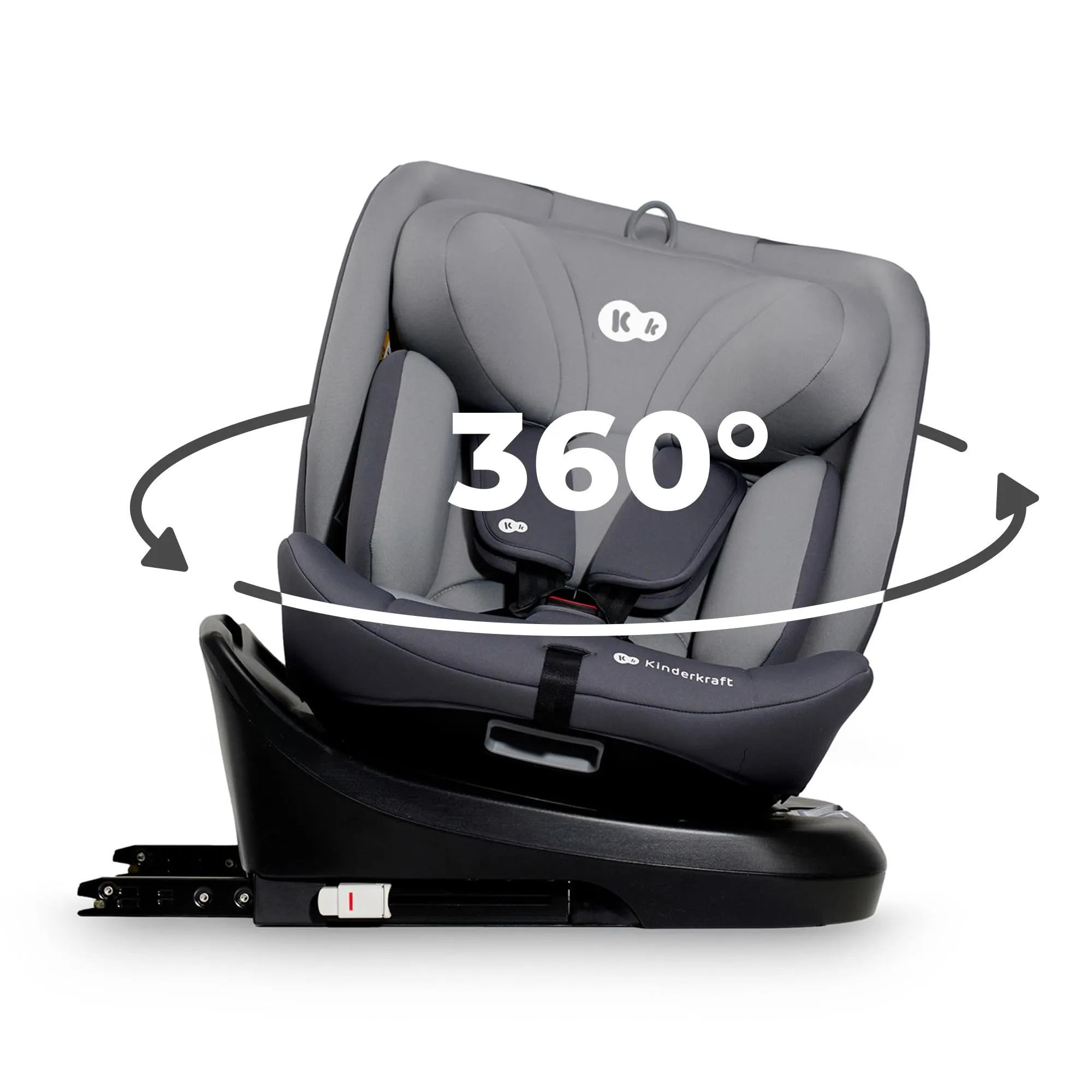 Kinderkraft I-GROW, Seggiolino auto, 40-150 cm, ISOFIX, 360°, Grigio