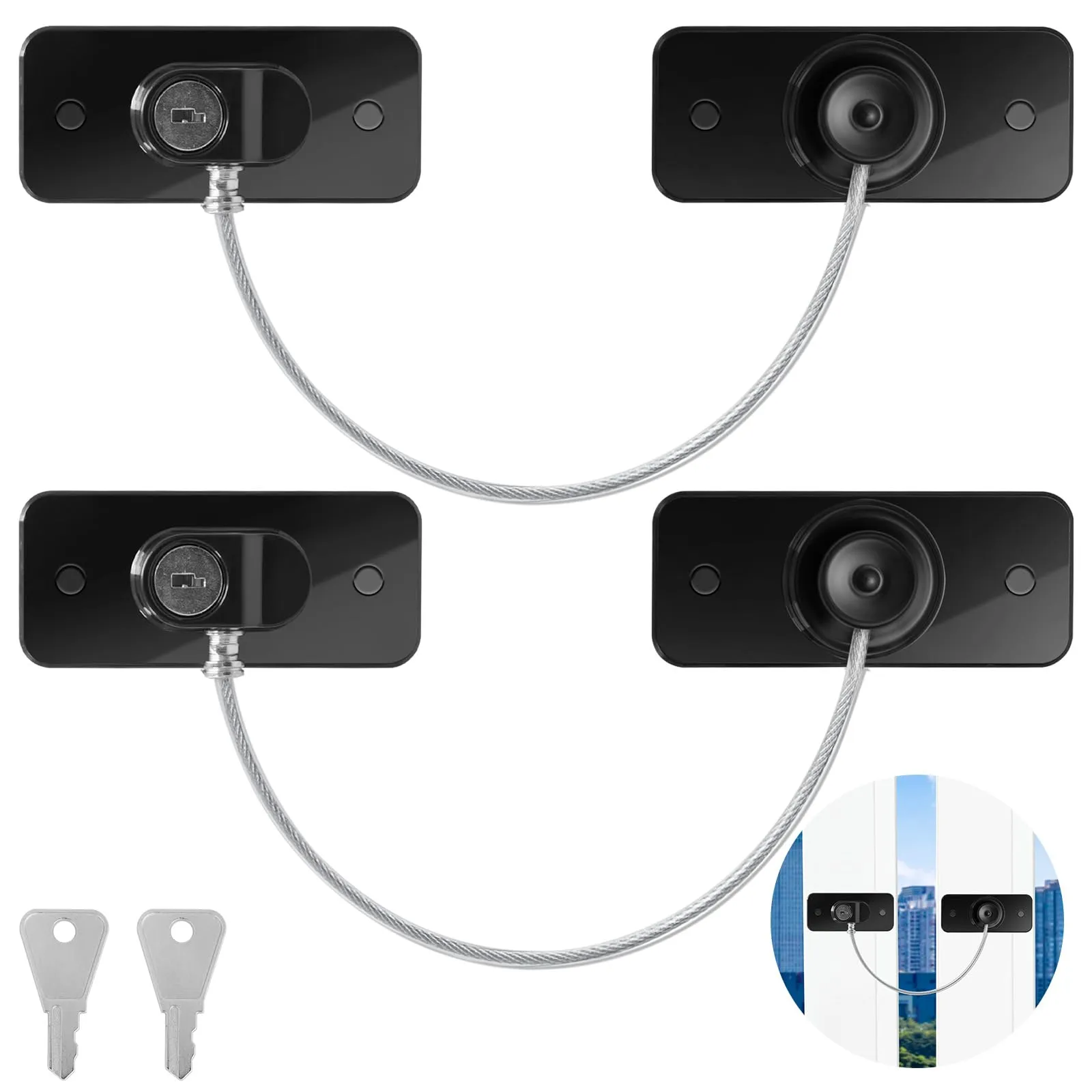 AiQInu 2 Pezzi Lucchetto per Frigorifero con Chiavi, Blocca Finestra Bambini con Adesivo o Vite, Bambini Lucchetto Armadio per Frigorifero, Lavatrice, Mobile, Finestra