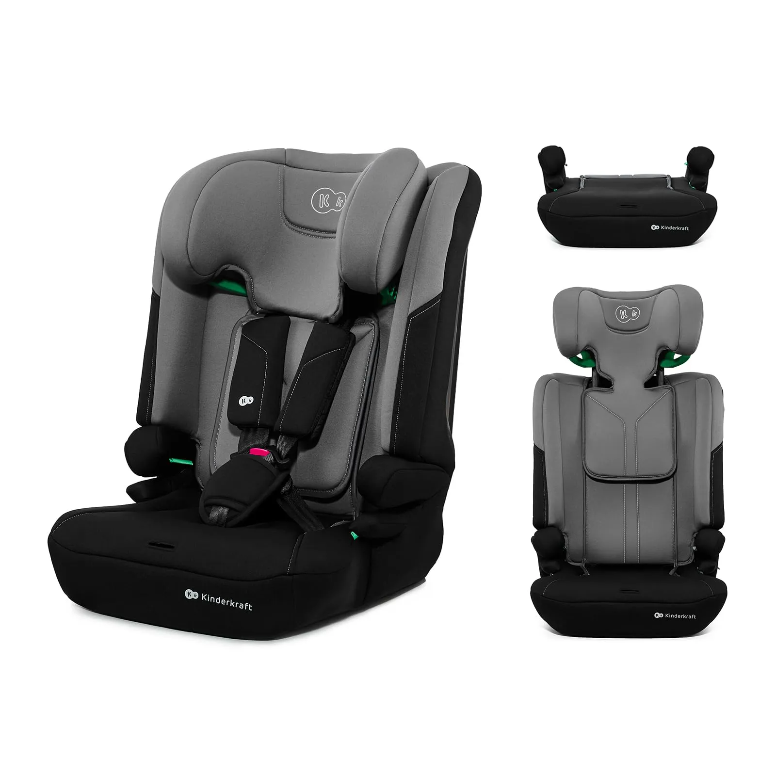 Kinderkraft I-COMFY, Seggiolino auto, 76-150 cm, EASY GROW, Grigio scuro