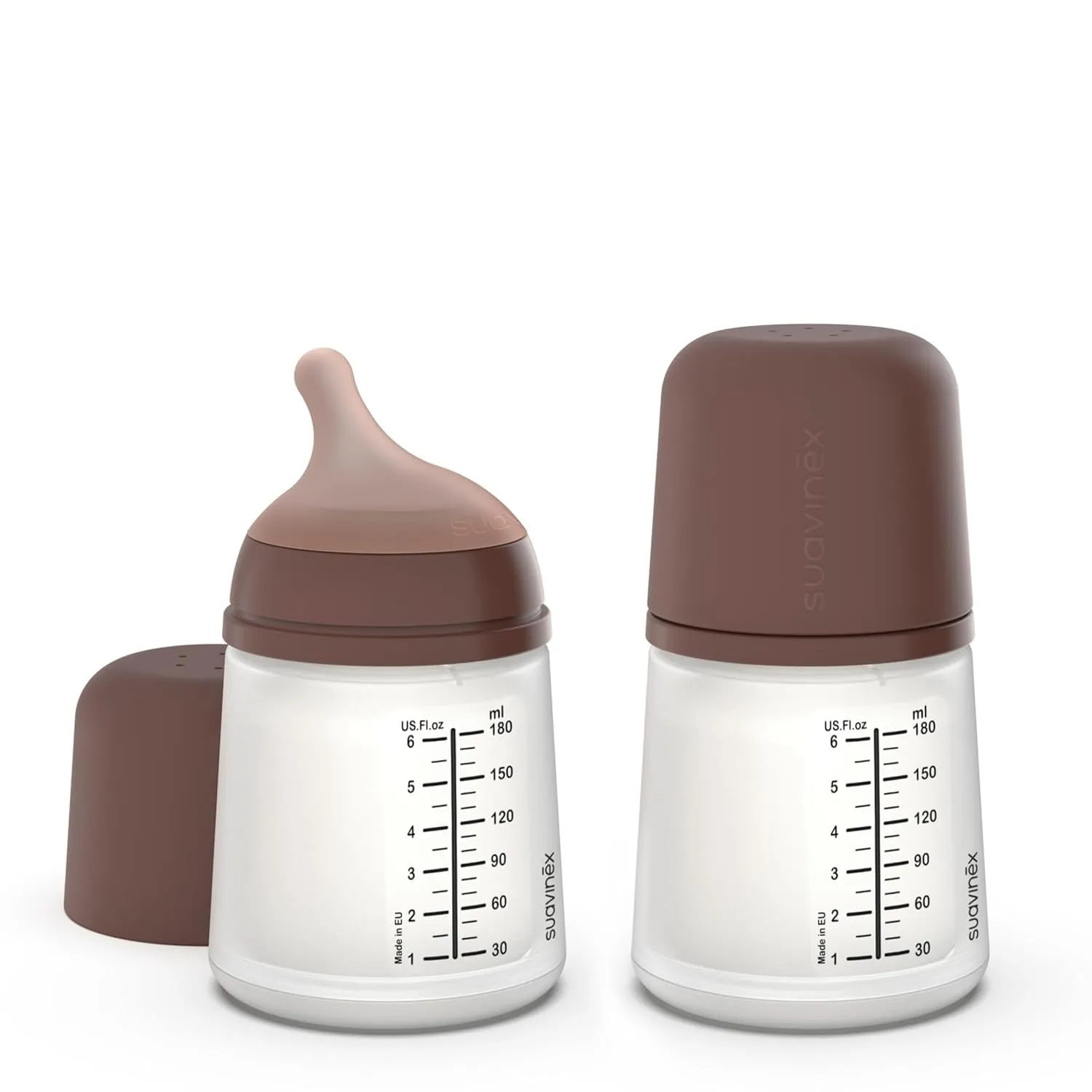 Suavinex, Pack 2 Biberon Anti-Colica Zero Zero, Tettarella a Flusso Regolabile (A) in Silicone, Bambini +0 Mesi e Neonati, Specifico per Allattamento Materno, Latte Materno e Formula, 180 ml, Profondo