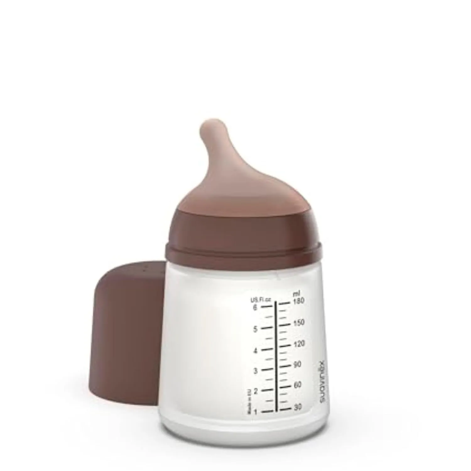 Suavinex, Biberon Anti-Coliche Zero Zero, con Tettarella a Flusso Adattabile (A), Silicone, per Bambini +0 Mesi e Neonati, Allattamento Latte Materno e Formula, 180 ml, Deep