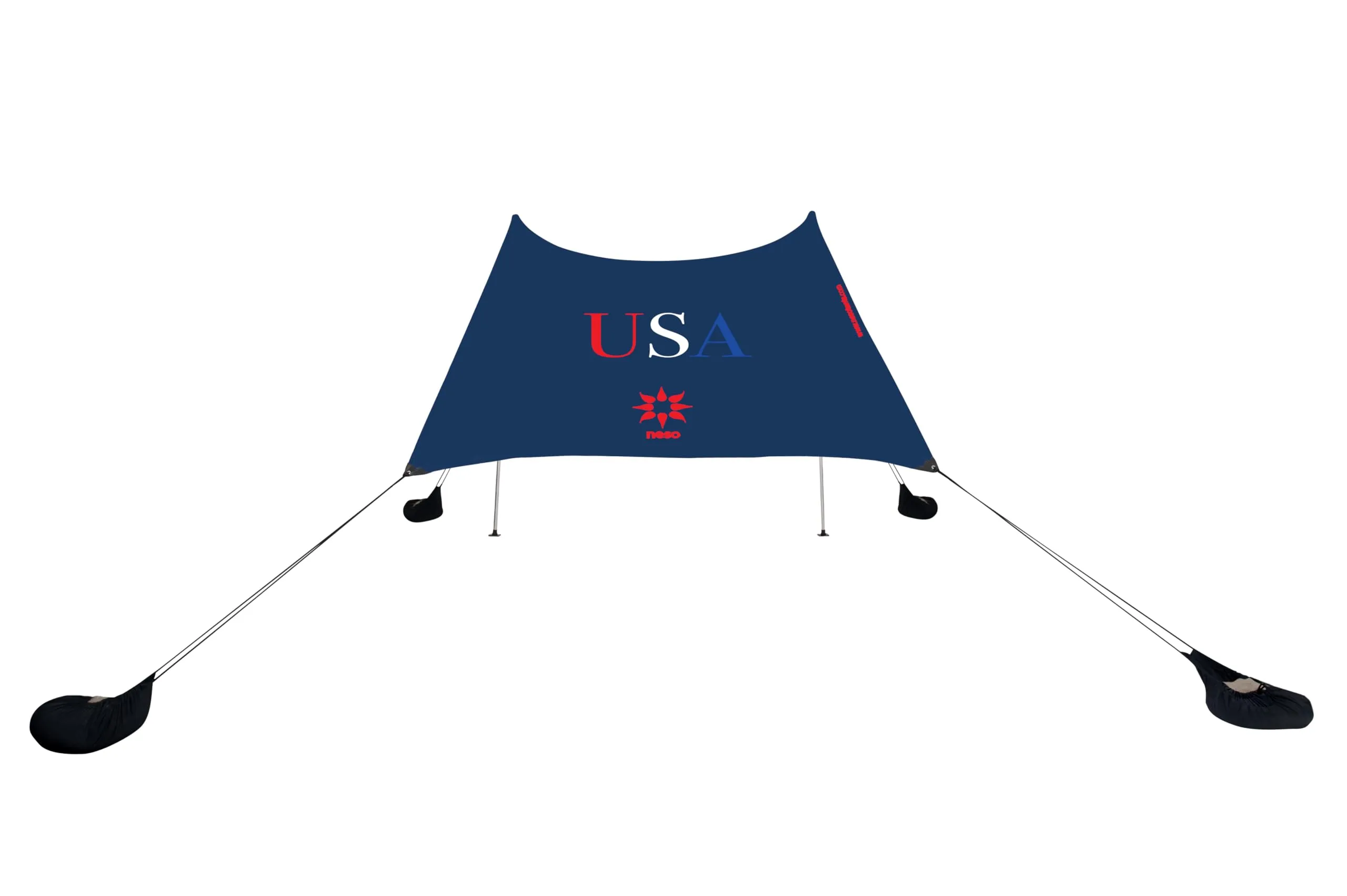 Neso Tenda da spiaggia con ancoraggio a sabbia, baldacchino portatile, protezione solare, 2,1 x 2,1 m, angoli rinforzati brevettati (rosso/bianco/blu) NT1