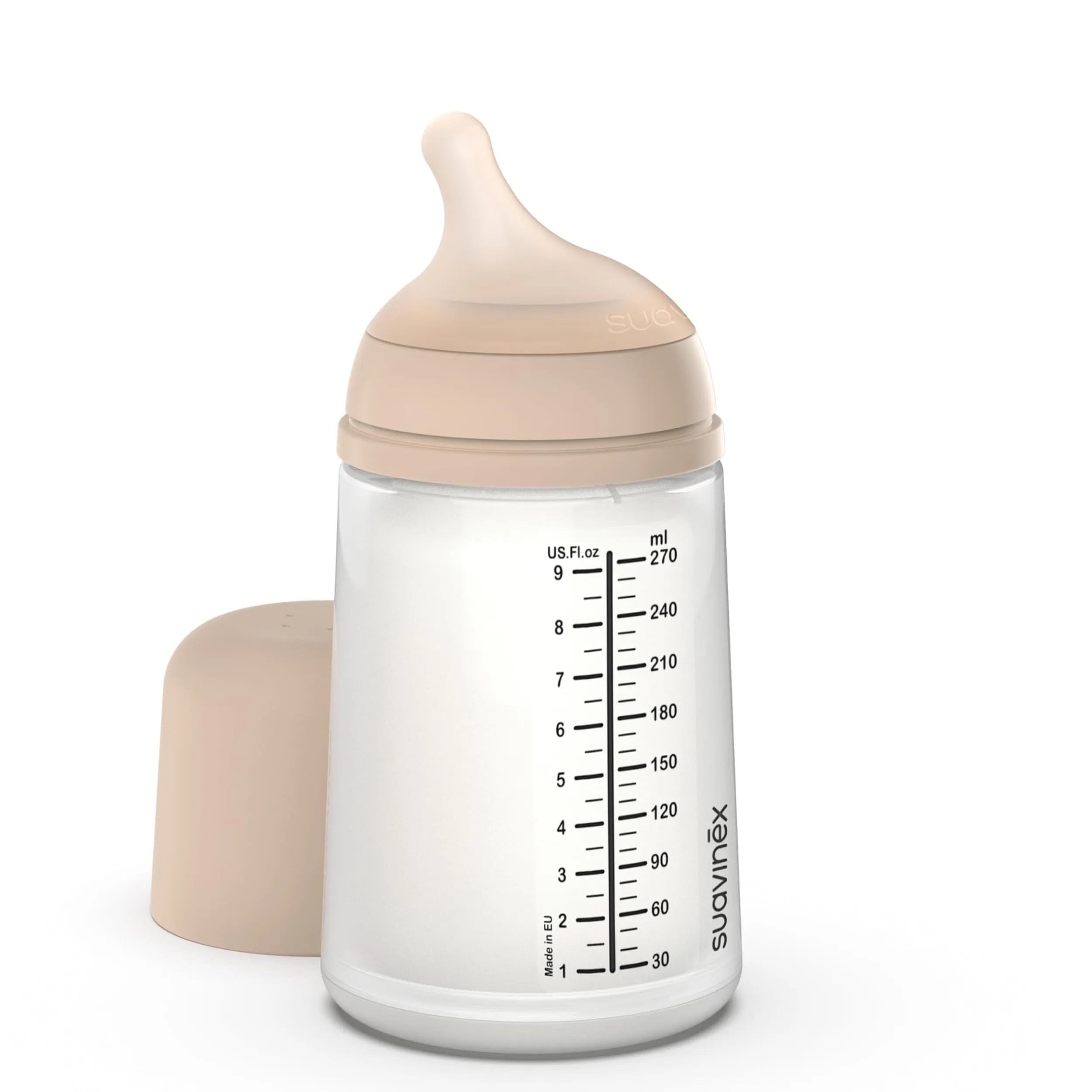 Suavinex, Biberon Anti-Coliche Zero Zero, con Tettarella in Silicone a Flusso Medio (M), +3 Mesi, Per Allattamento misto Latte Materno e Formula, 270 ml, Light