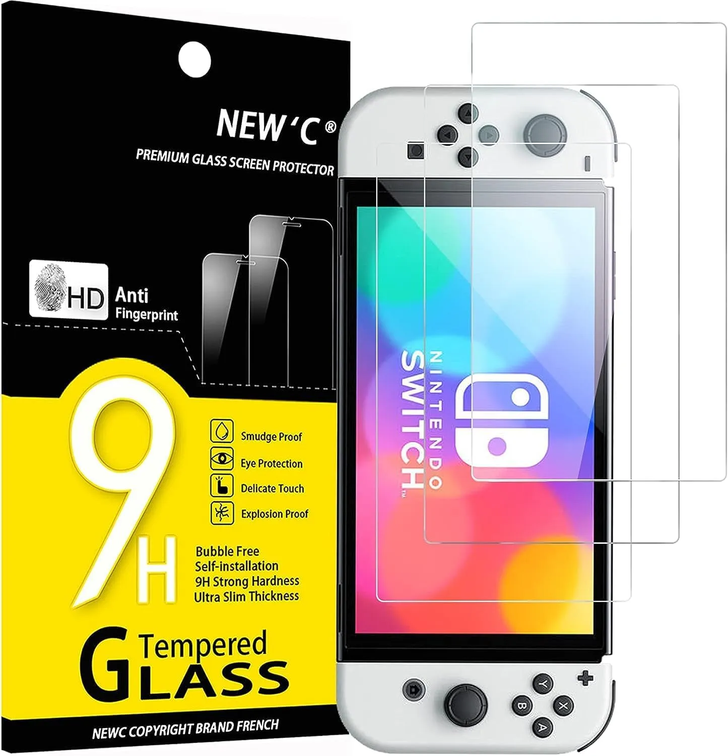 NEW'C Pellicola Vetro per Nintendo Switch - OLED Model, in Vetro Temperato