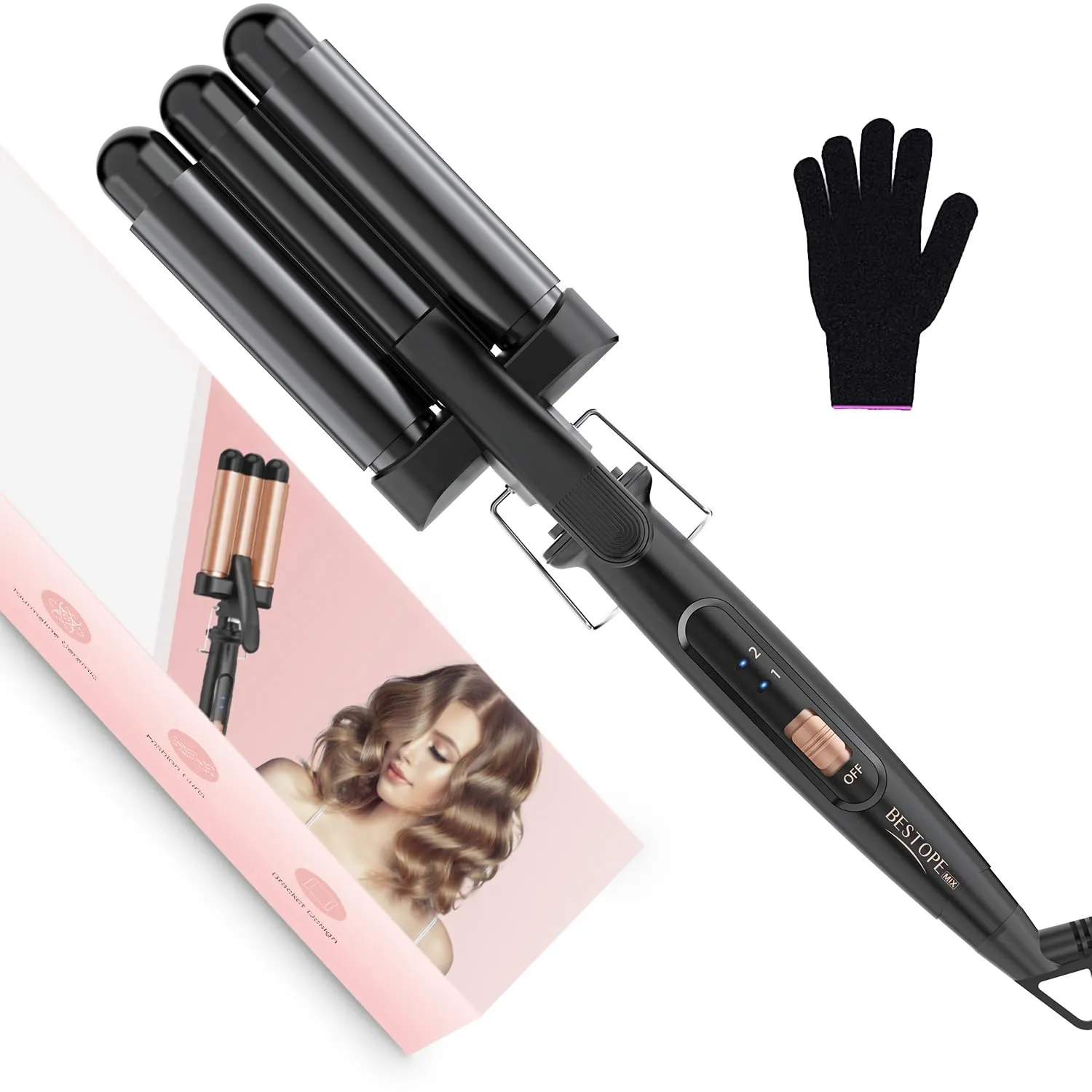 Piastra Onde per Capelli Ferro 3 Tubi 22mm Arricciacapelli