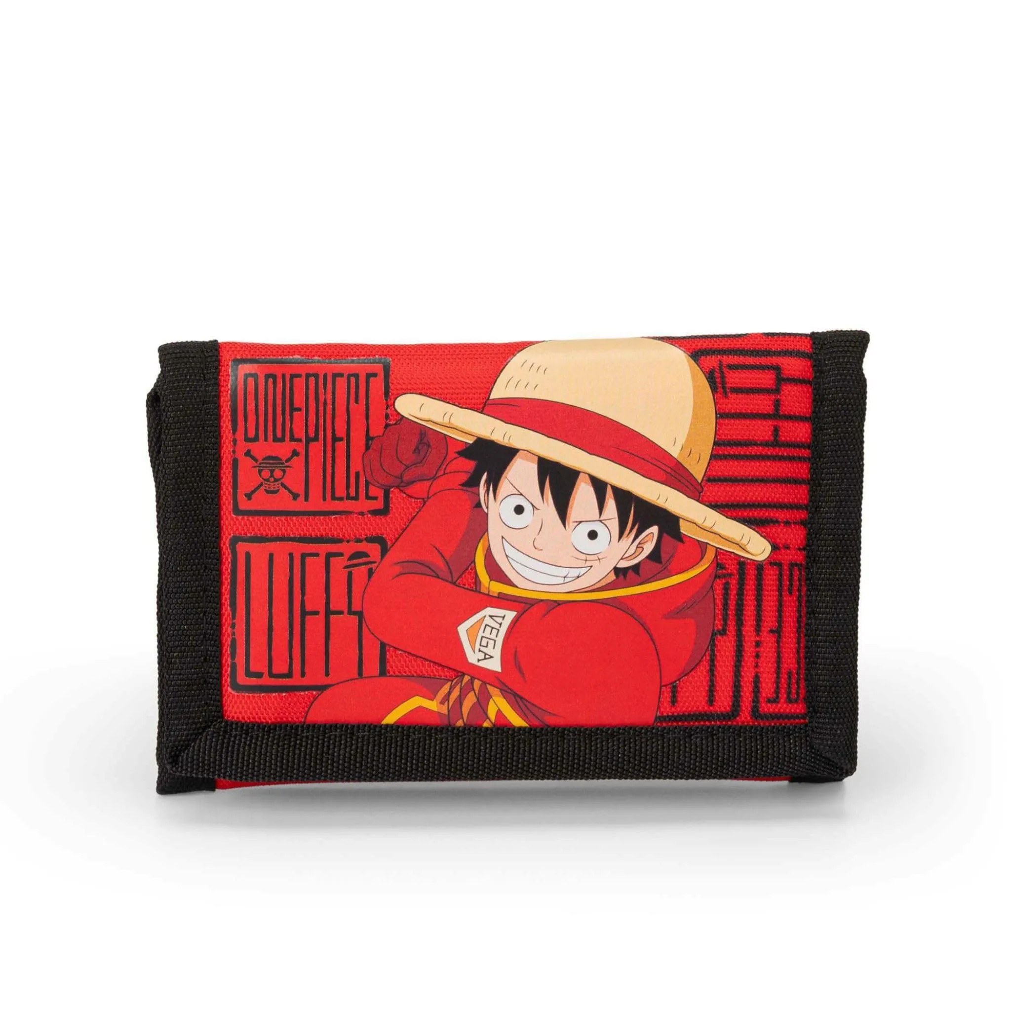 ONE PIECE - Portafoglio Ufficiale One Piece con Pratica Chiusura in Velcro, Tasca Esterna e Scomparti Interni, Idea Regalo Bambini e Ragazzi, 13 x 8,5/24 cm