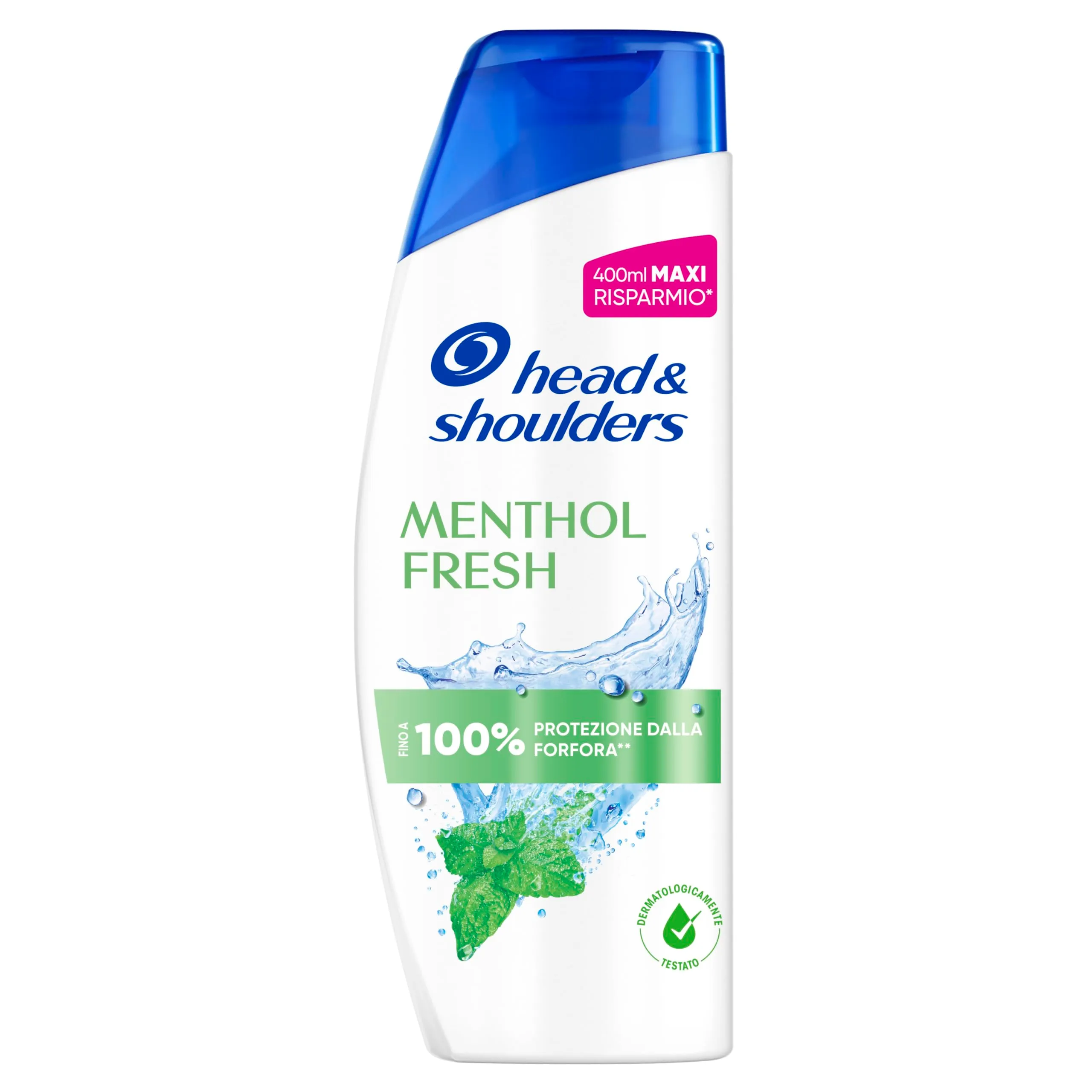 Head & Shoulders Shampoo Antiforfora Menthol Fresh 400ml. Combatte Forfora, Grasso E Prurito Dal 1° Lavaggio, Fino Al 100% Protezione Dalla Forfora, Clinicamente Provato. Con Effetto Rinfrescante
