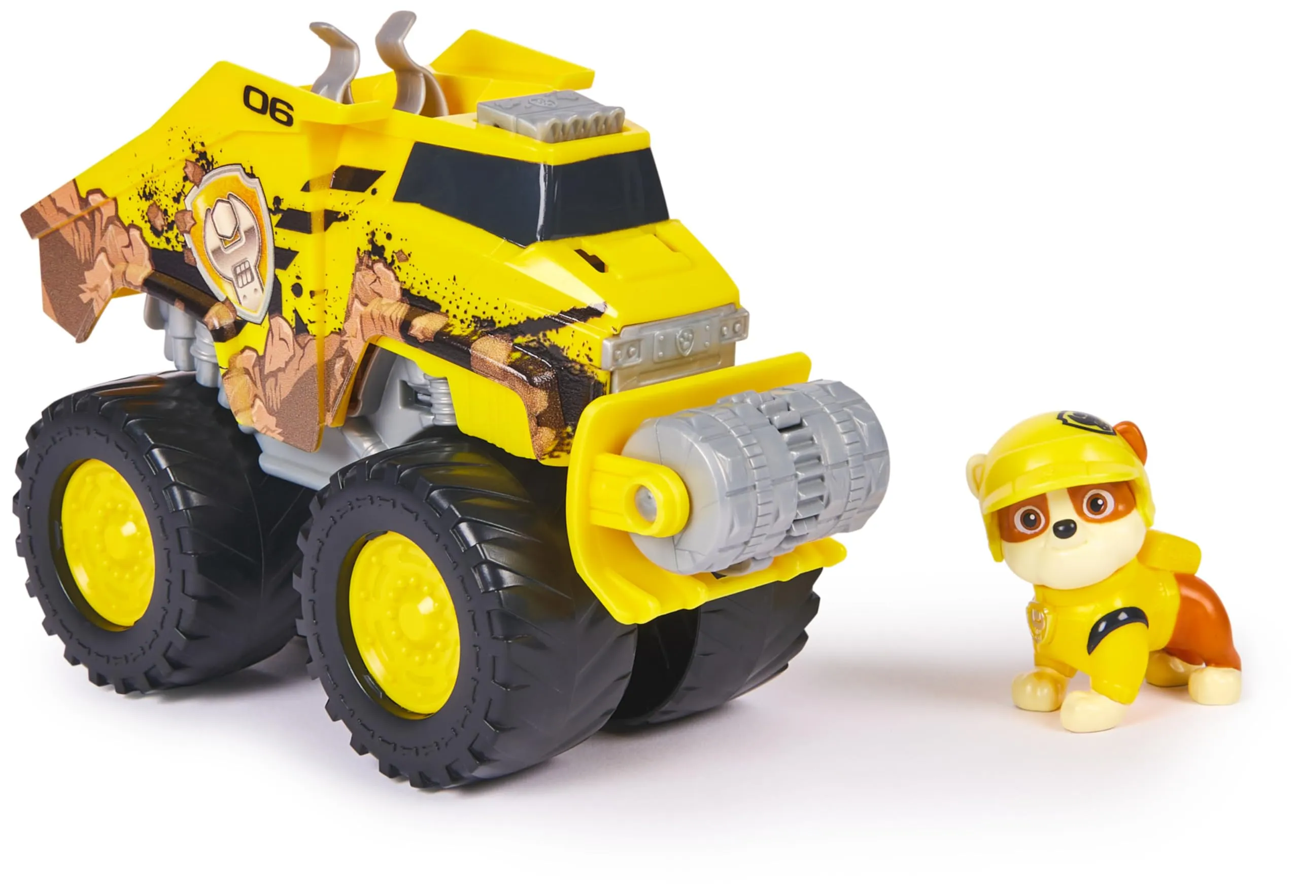 Paw Patrol, Rescue Wheels, Bulldozer di Rubble, Veicolo Giocattolo, 3+