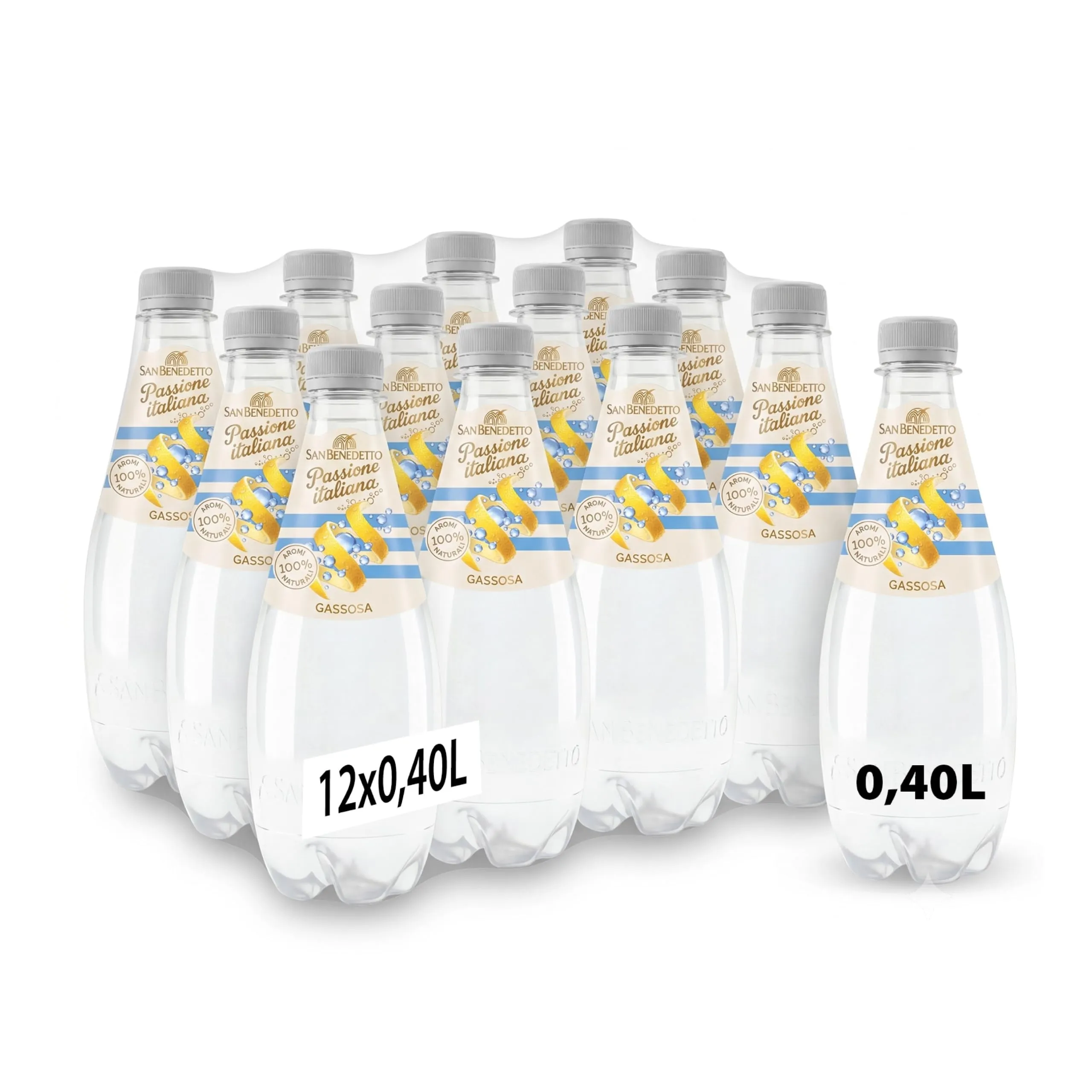 San Benedetto Passione Italiana, Gassosa, 12x400 ml, Bevanda Analcolica Gassata, Gusto Fresco e Frizzante, Perfetto per Ogni Occasione